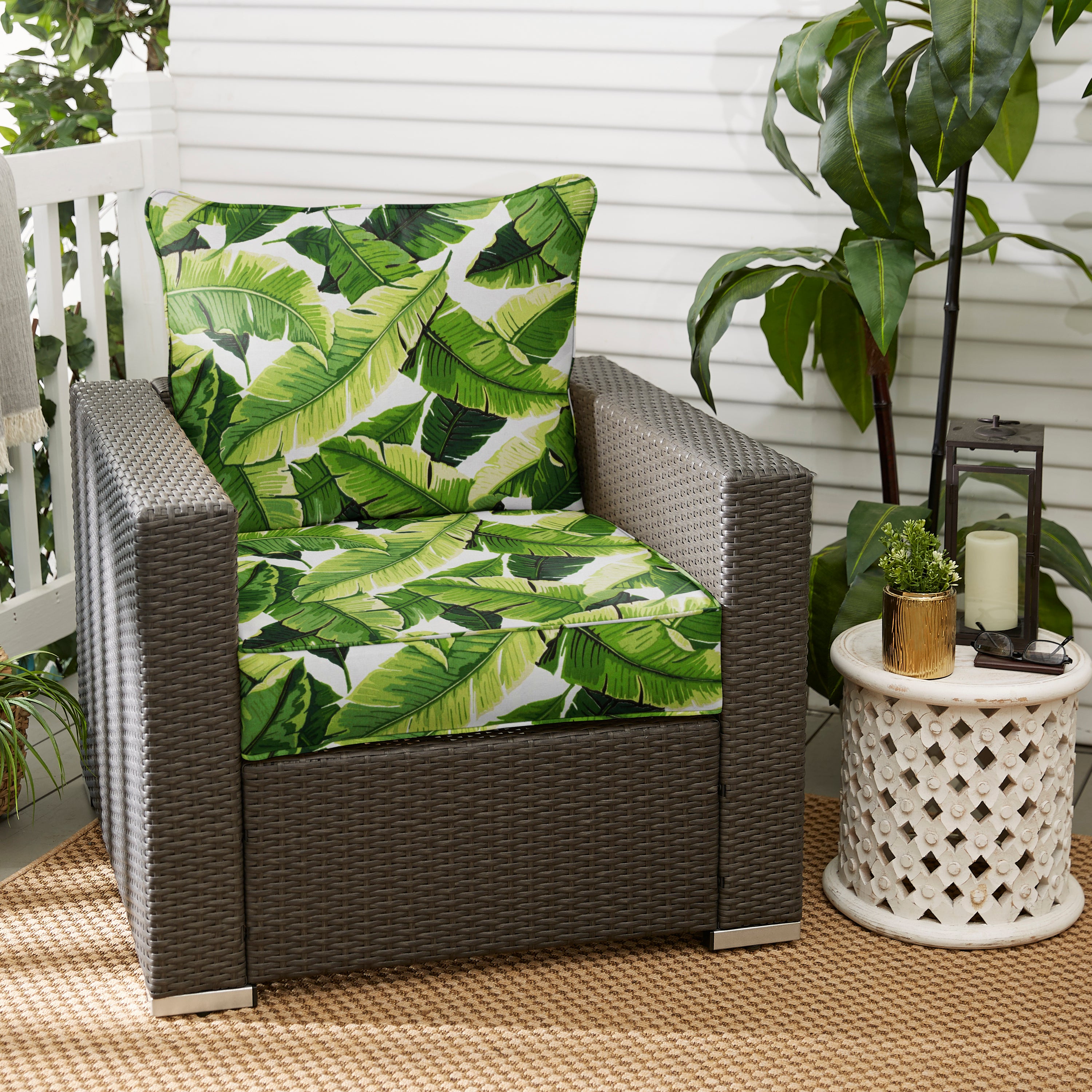 Corded Outdoor Deep Seating Pillow and Cushion Set