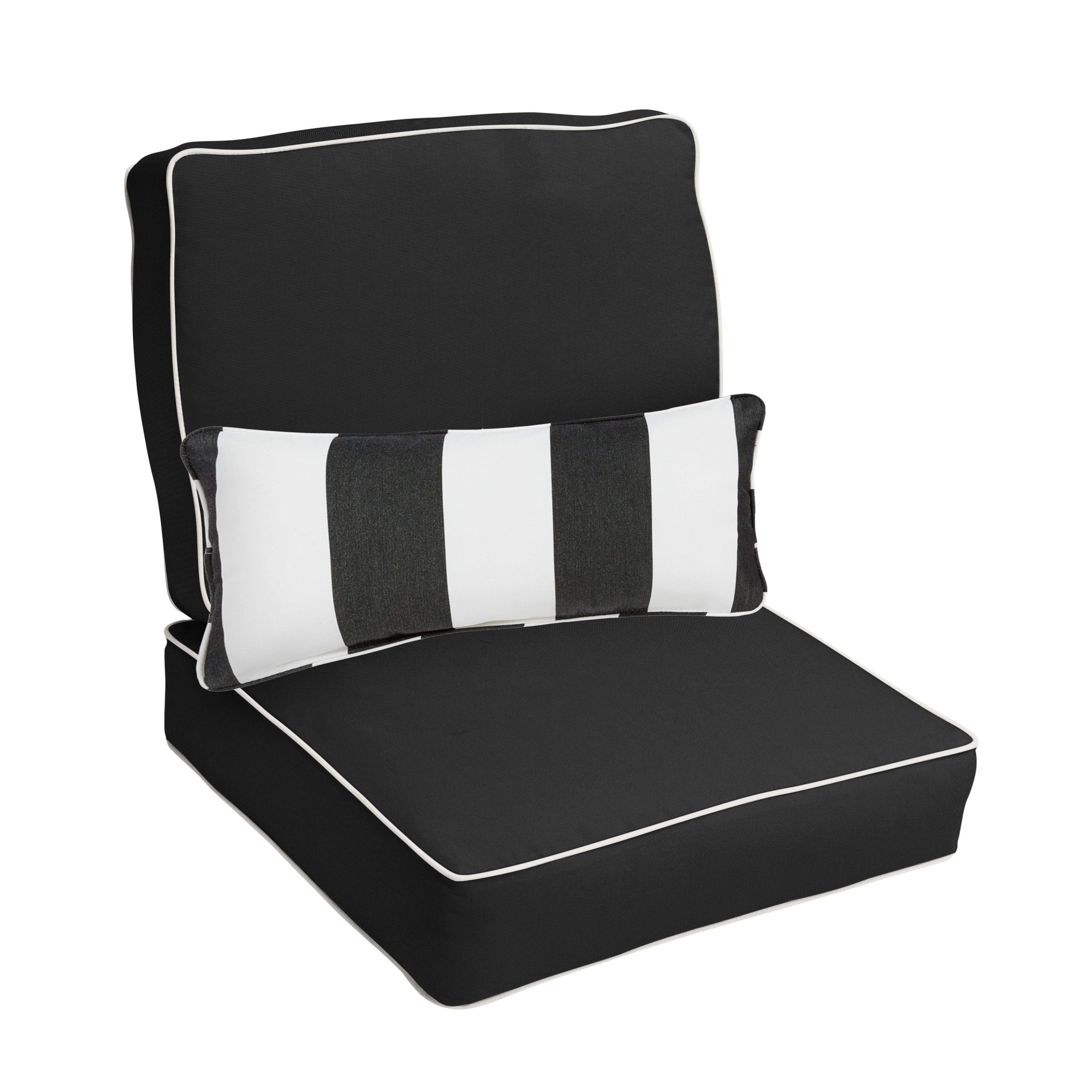 Sunbrella Canvas Deep Seating Cushion Set with Lumbar - Sunbrella - Canvas Black 23.5 in W x 23 in D x 5 in H