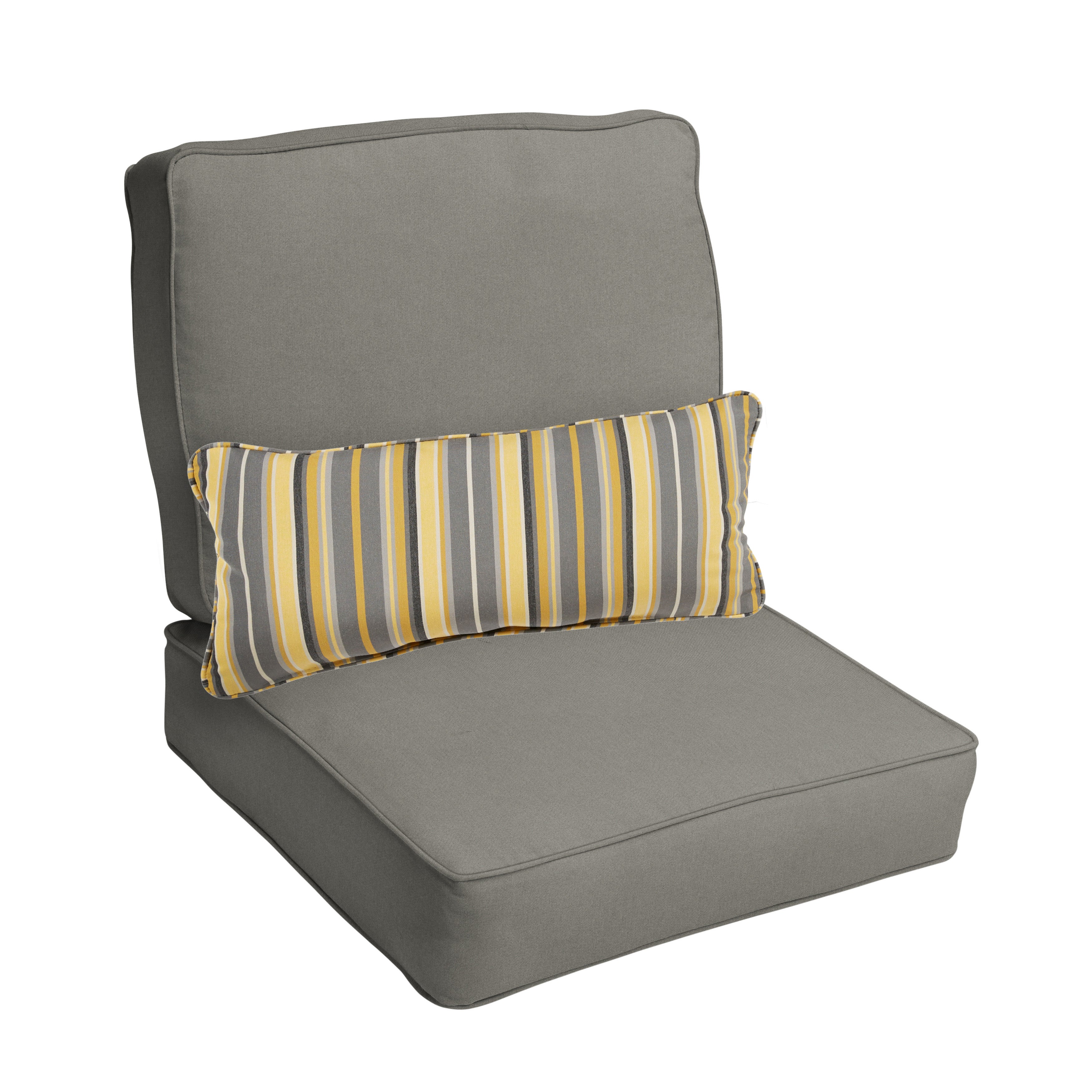 Sunbrella Canvas Deep Seating Cushion Set with Lumbar - Sunbrella - Canvas Charcoal 23.5 in W x 23 in D x 5 in H