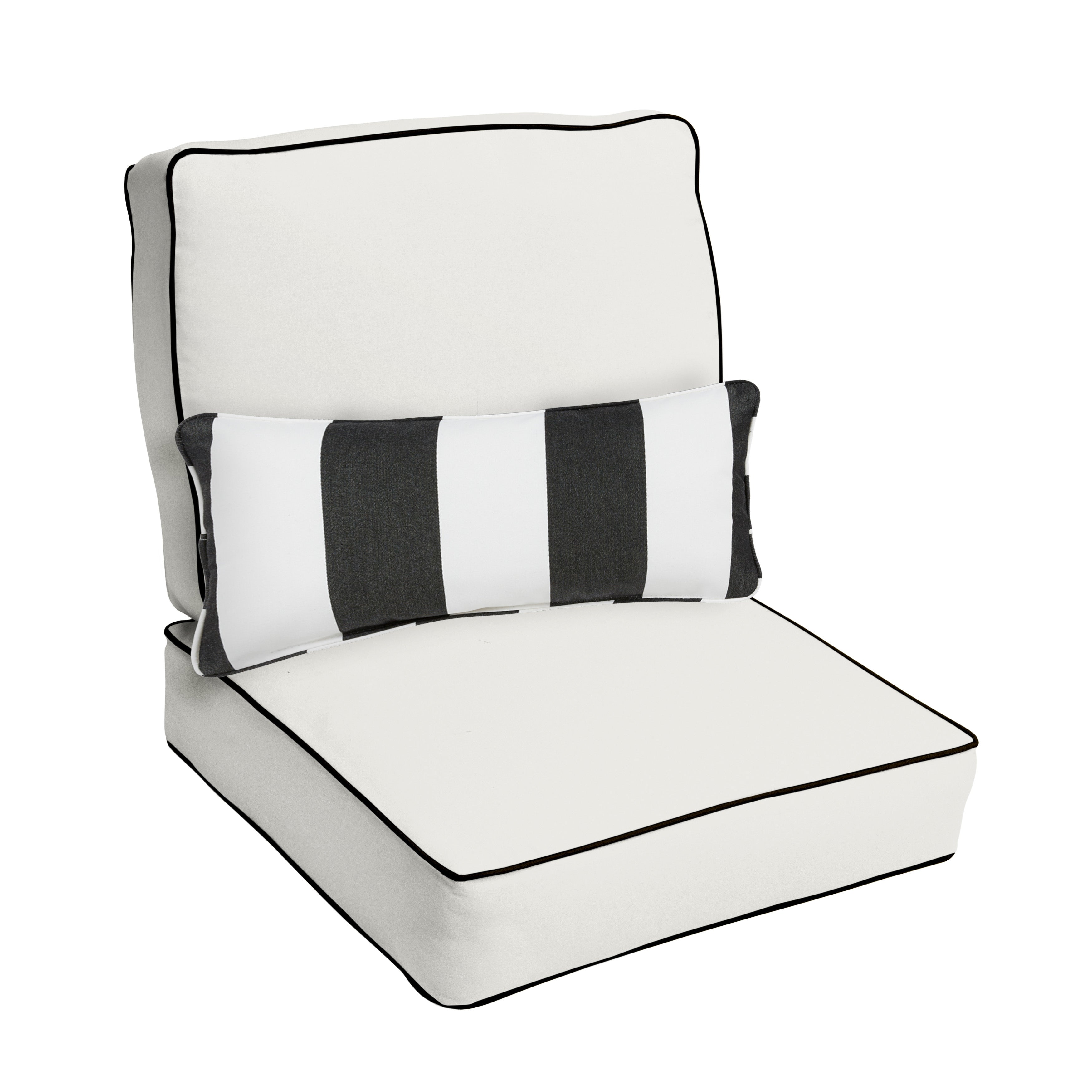 Sunbrella Canvas Deep Seating Cushion Set with Lumbar - Sunbrella - Canvas Natural 23.5 in W x 23 in D x 5 in H