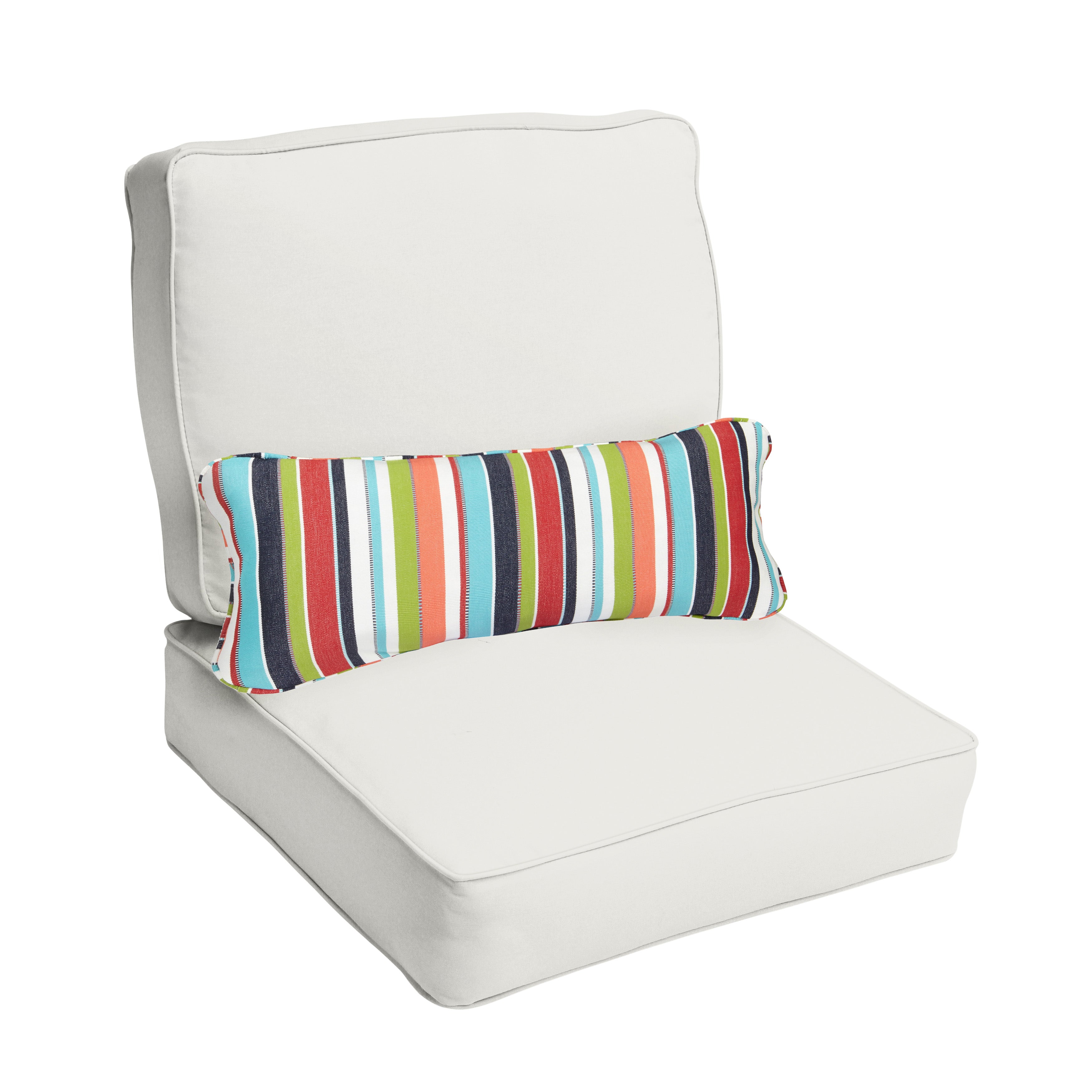 Sunbrella Canvas Deep Seating Cushion Set with Lumbar - Sunbrella - Canvas Natural 23.5 in W x 23 in D x 5 in H