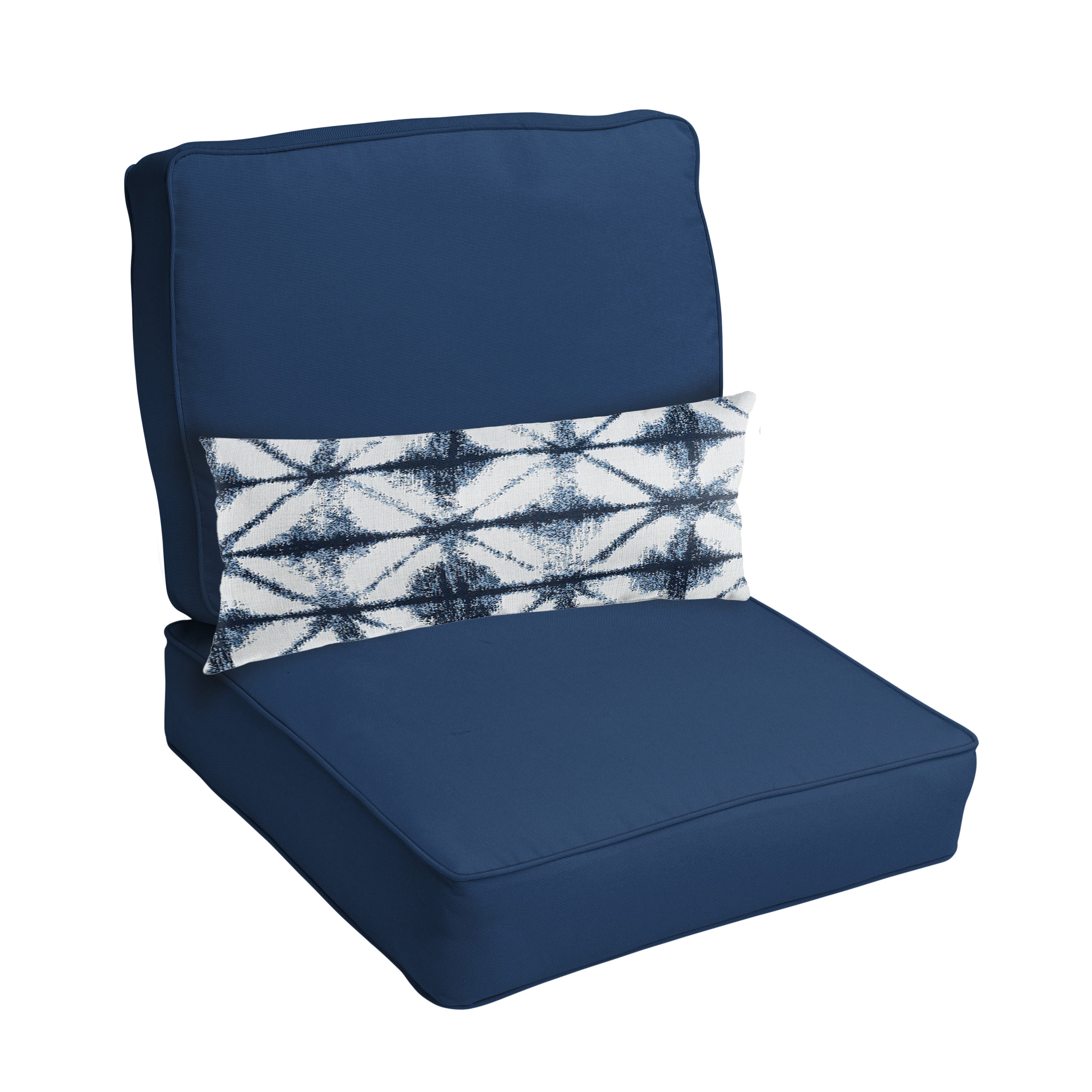 Sunbrella Canvas Deep Seating Cushion Set with Lumbar - Sunbrella - Canvas Navy 23.5 in W x 23 in D x 5 in H