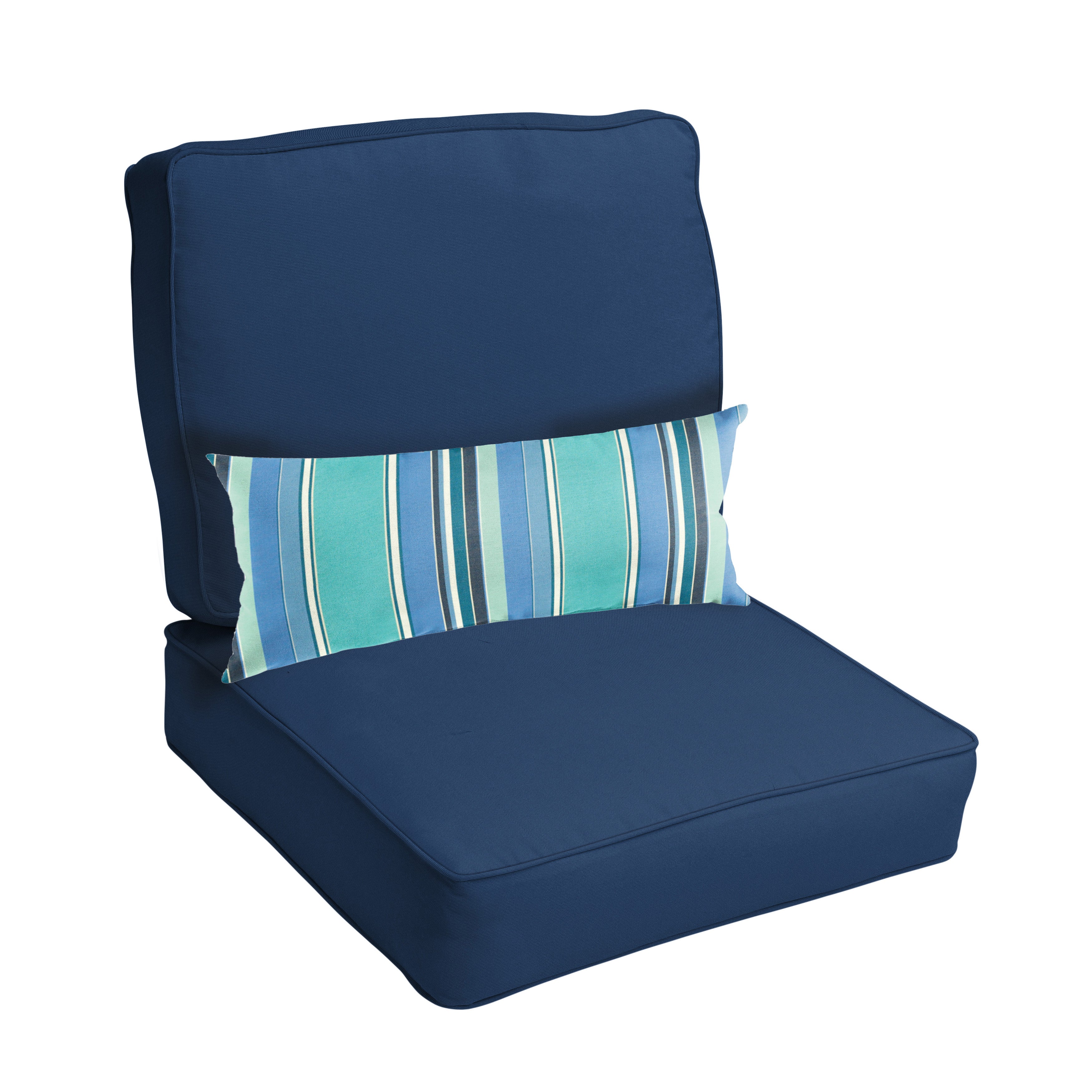 Sunbrella Canvas Deep Seating Cushion Set with Lumbar - Sunbrella - Canvas Navy 23.5 in W x 23 in D x 5 in H