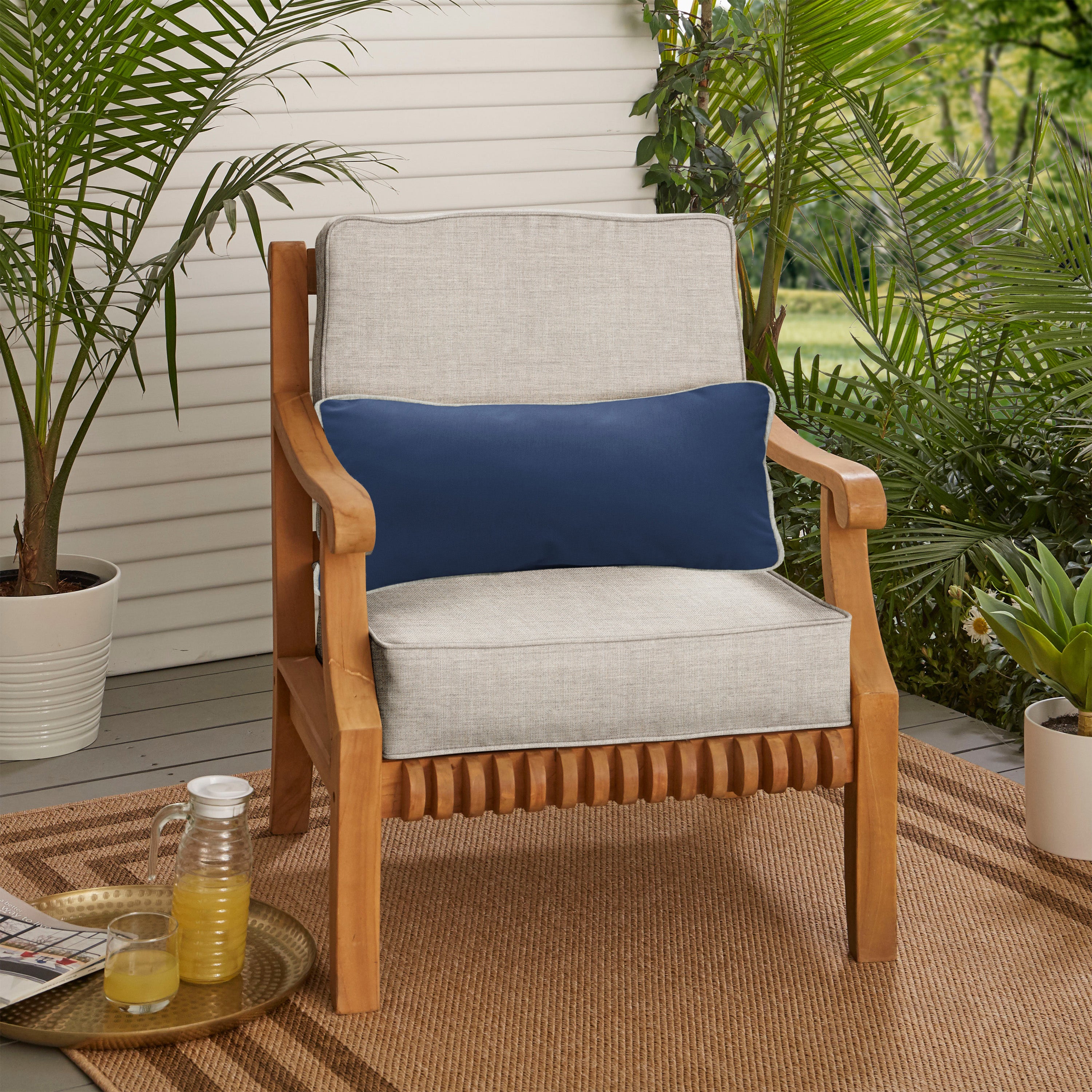 Sunbrella Canvas Deep Seating Cushion Set with Lumbar - Cast Silver