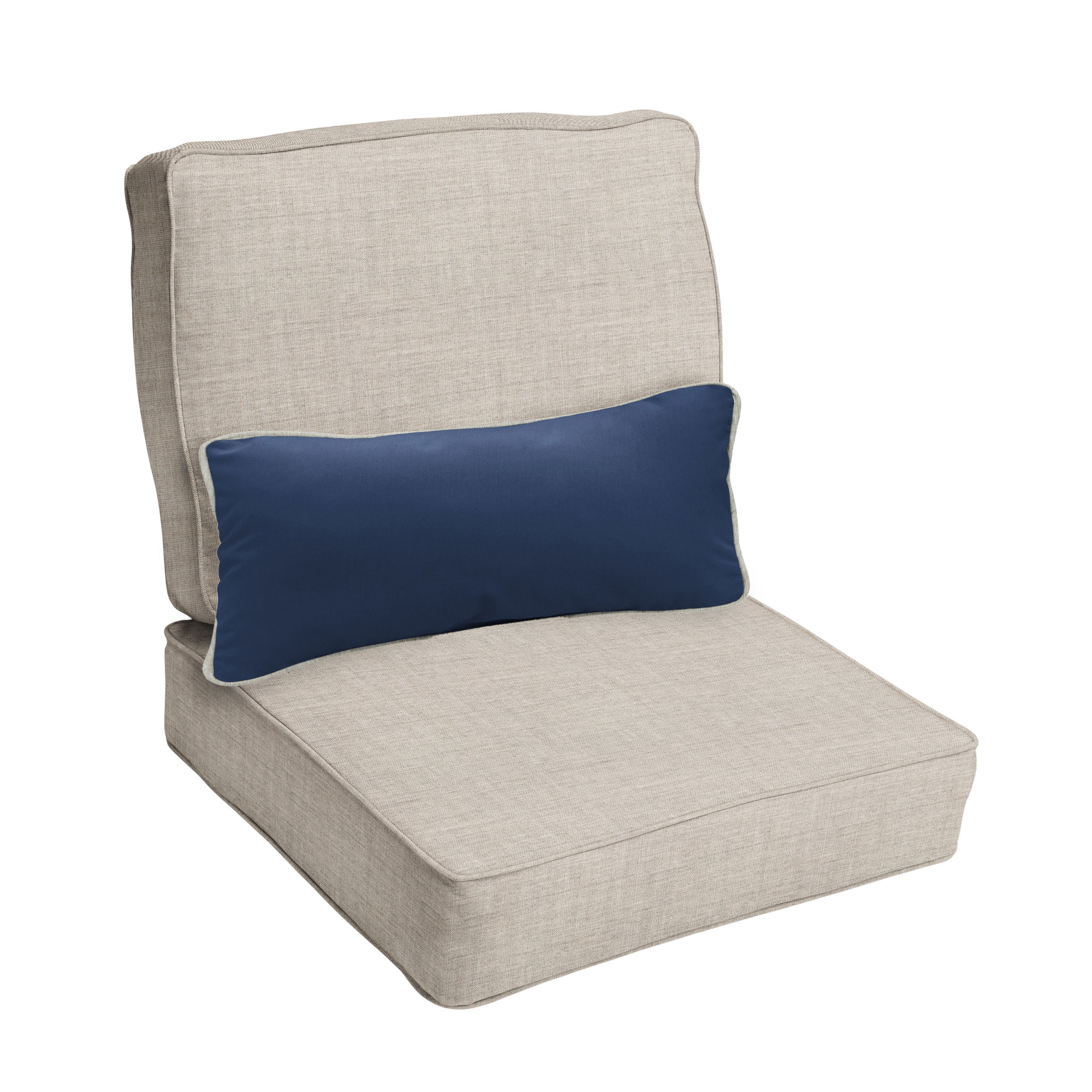 Sunbrella Canvas Deep Seating Cushion Set with Lumbar - Sunbrella - Cast Silver 23.5 in W x 23 in D x 5 in H