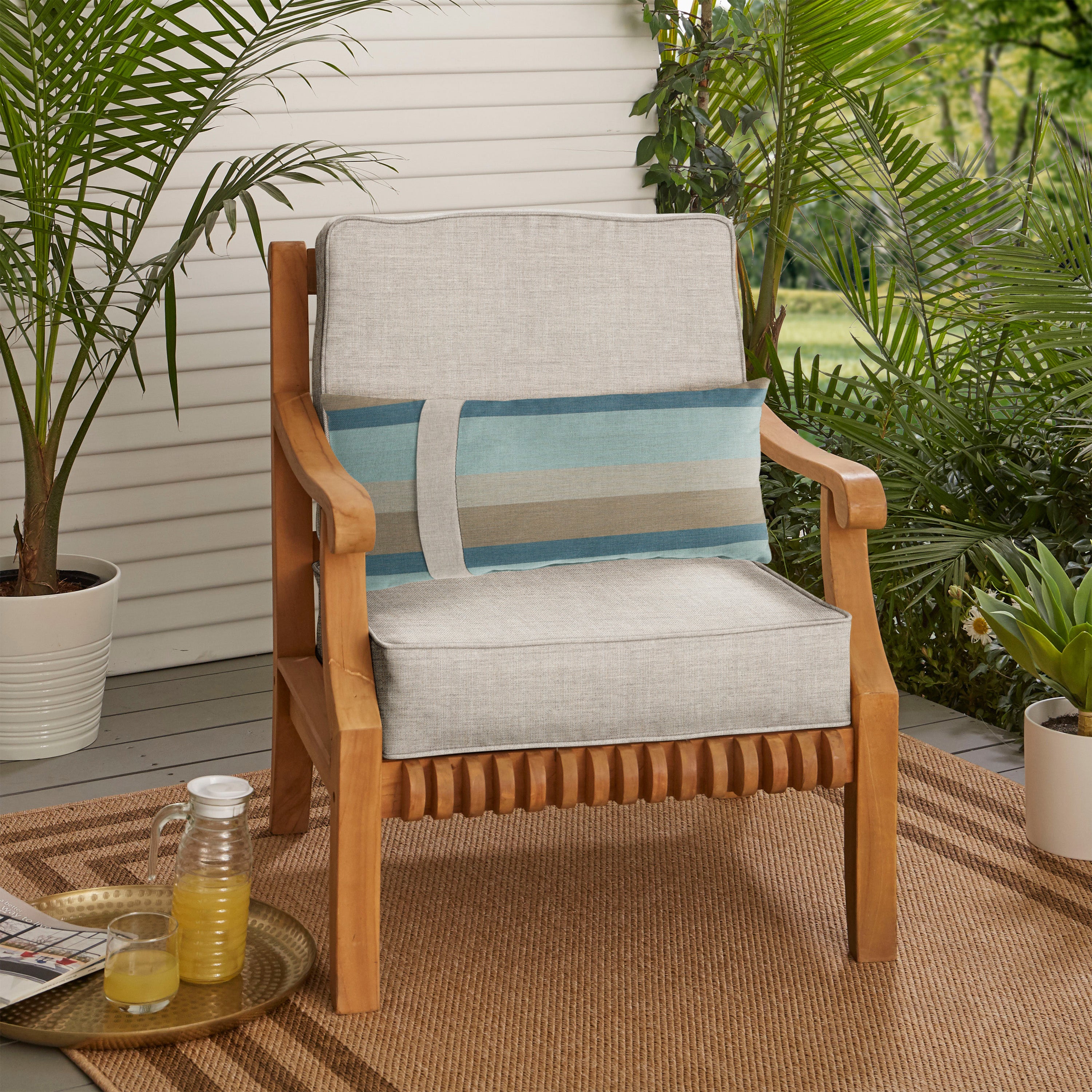 Sunbrella Canvas Deep Seating Cushion Set with Lumbar - Cast Silver
