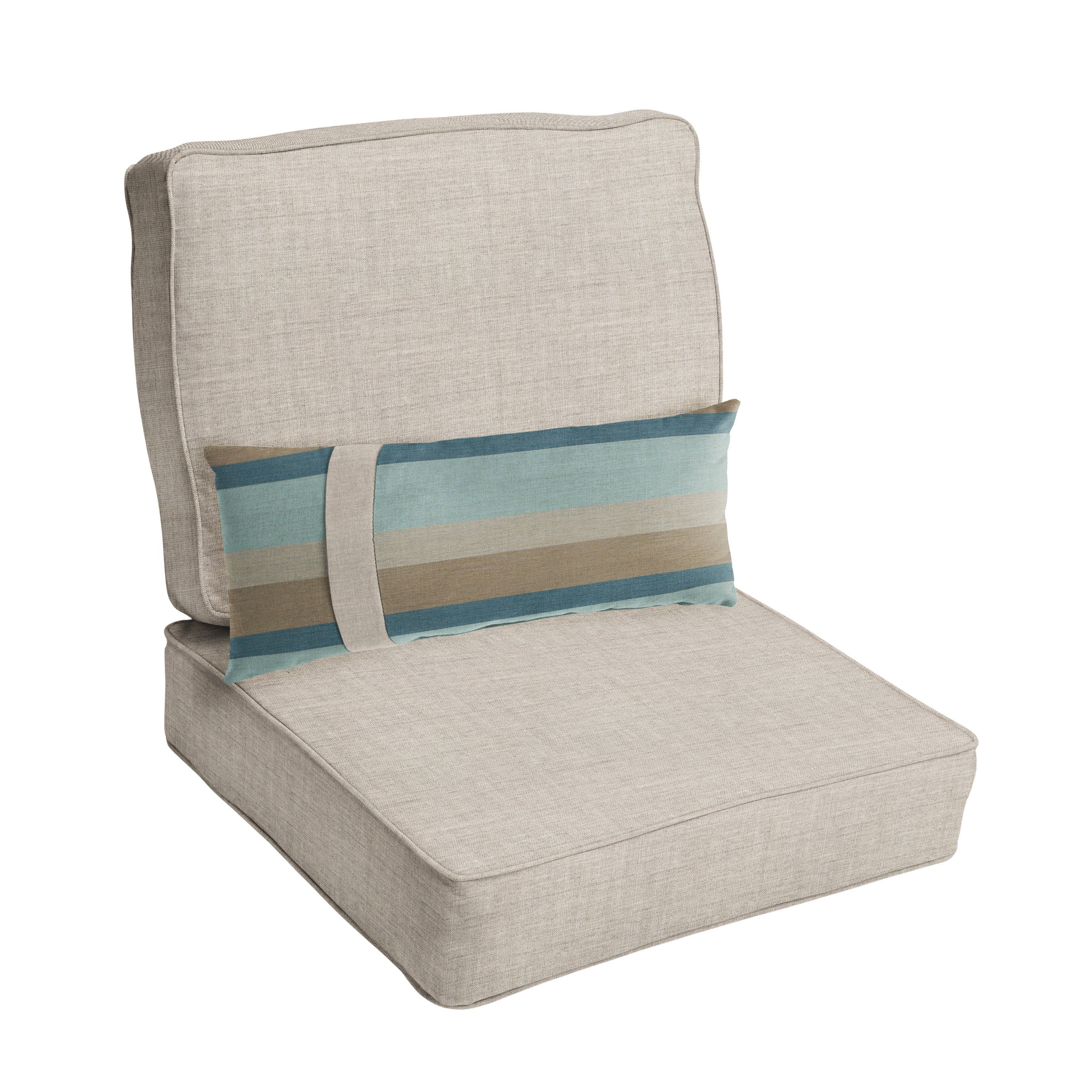 Sunbrella Canvas Deep Seating Cushion Set with Lumbar - Sunbrella - Cast Silver 23.5 in W x 23 in D x 5 in H