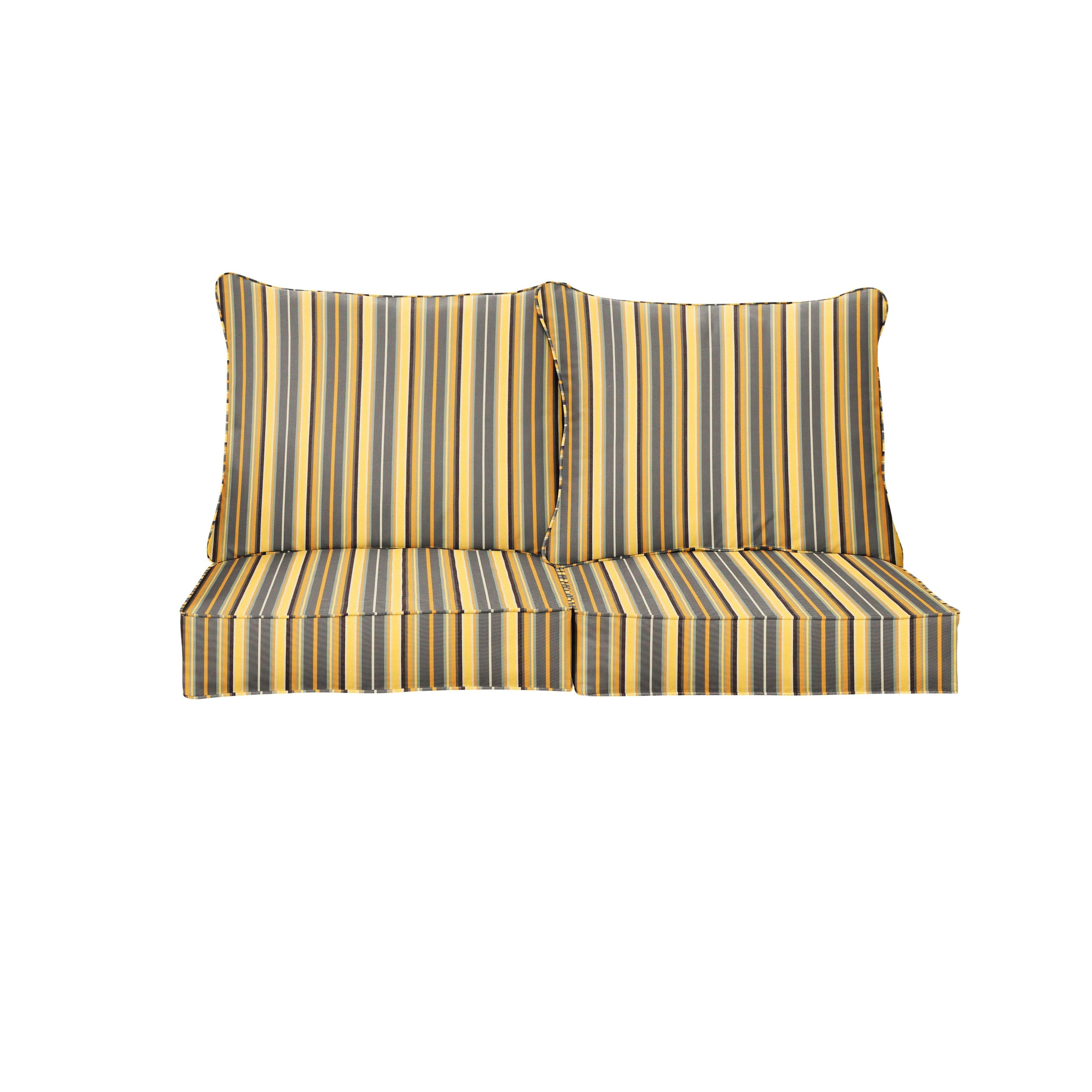 Sunbrella Foster Metallic Deep Seating Loveseat Pillow & Cushion Set - Sorra Home
