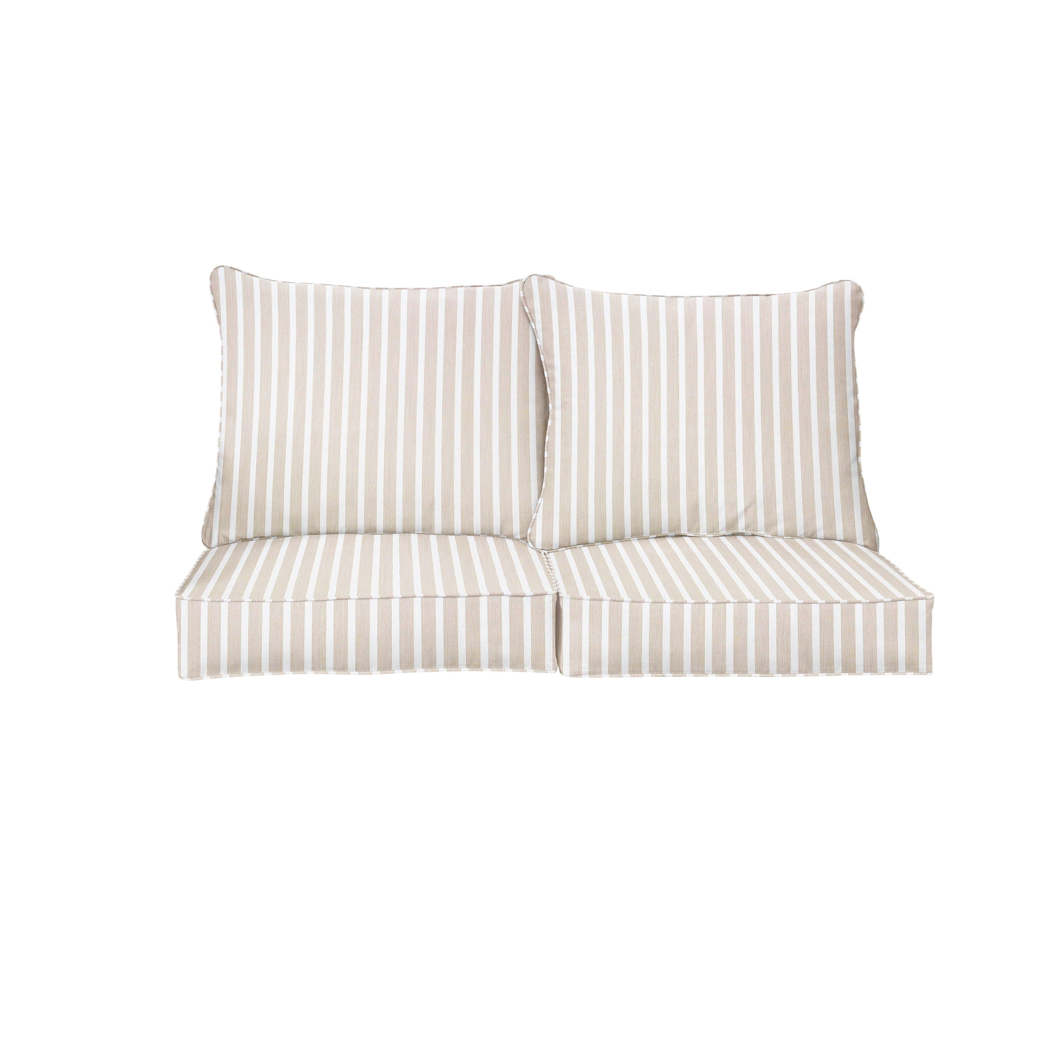 Sunbrella Shore Deep Seating Loveseat Pillow & Cushion Set - Sorra Home