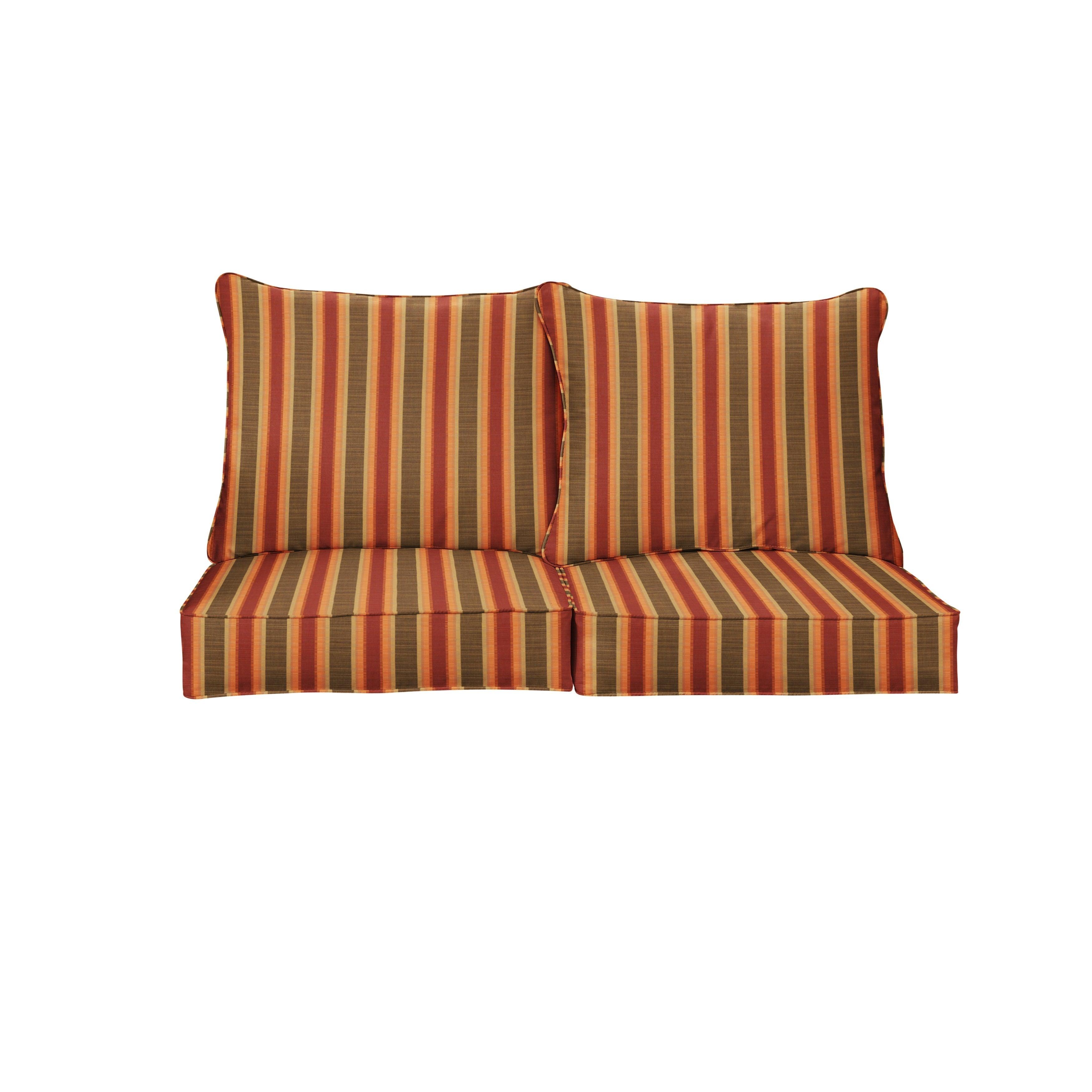 Sunbrella Dimone Sequoia Deep Seating Loveseat Pillow & Cushion Set - Sorra Home