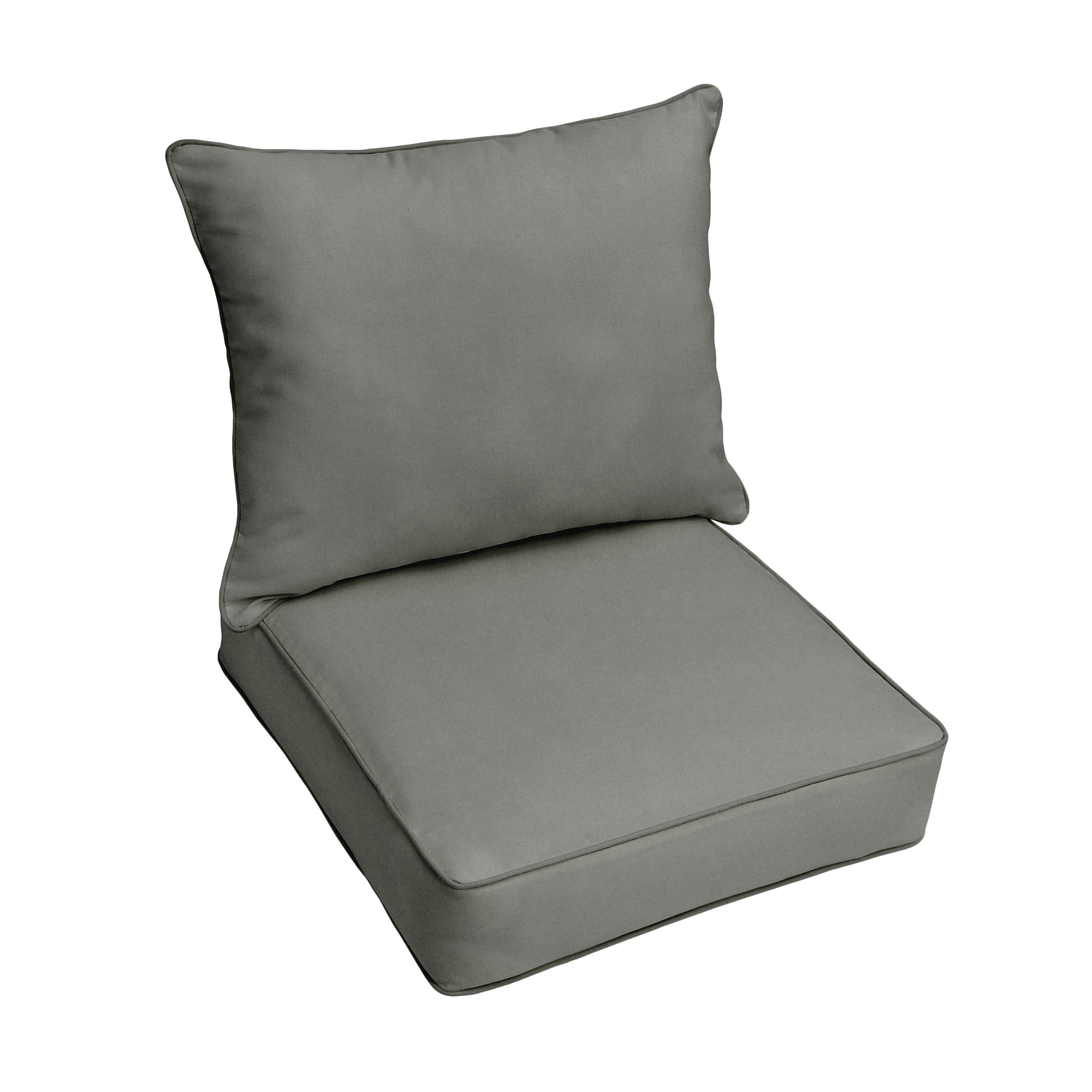 Sunbrella Deep Seating Corded Pillow and Cushion Set - Neutrals & Earth Tones in Canvas Charcoal