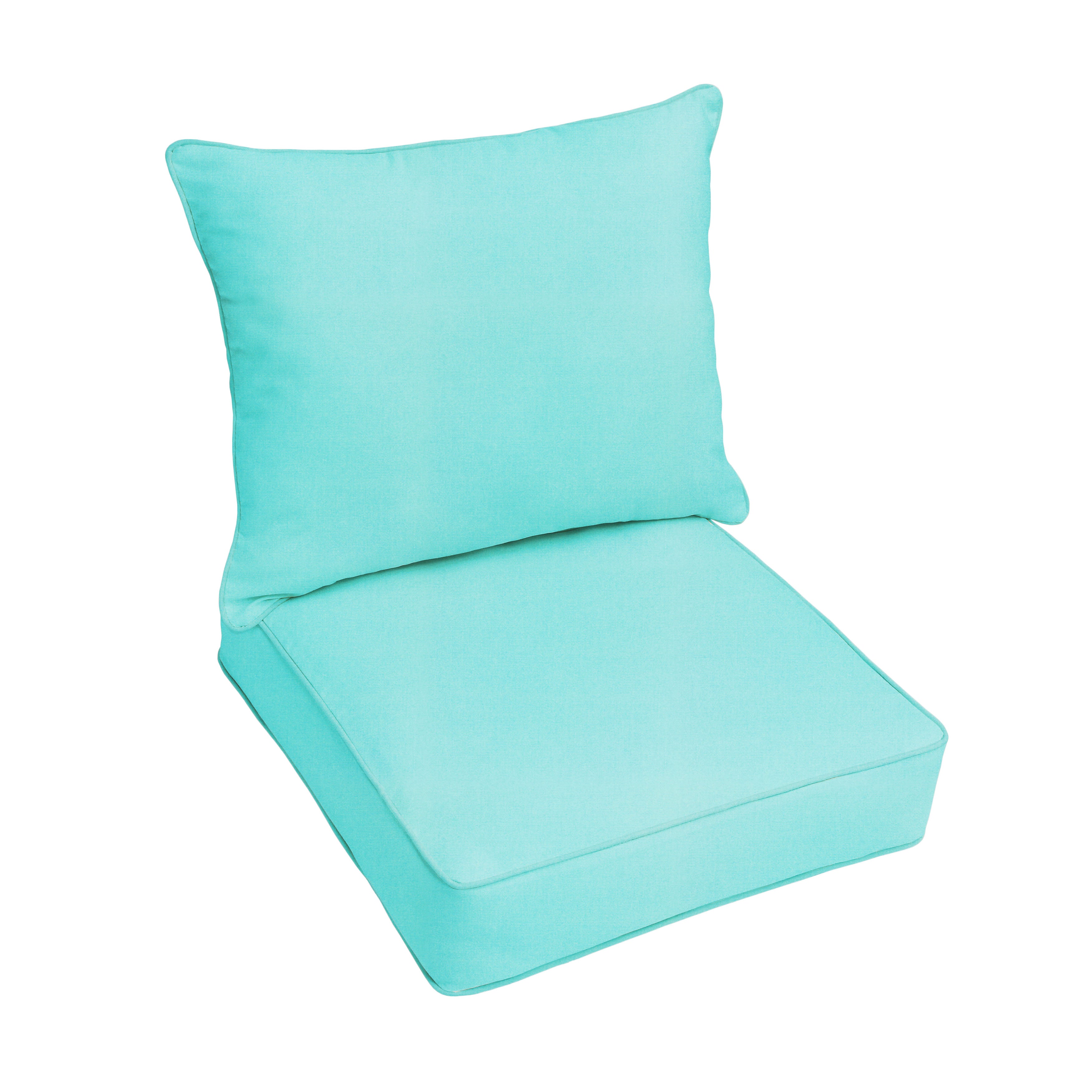 Sunbrella Deep Seating Corded Pillow and Cushion Set - Brights & Cool Tones in Canvas Aruba