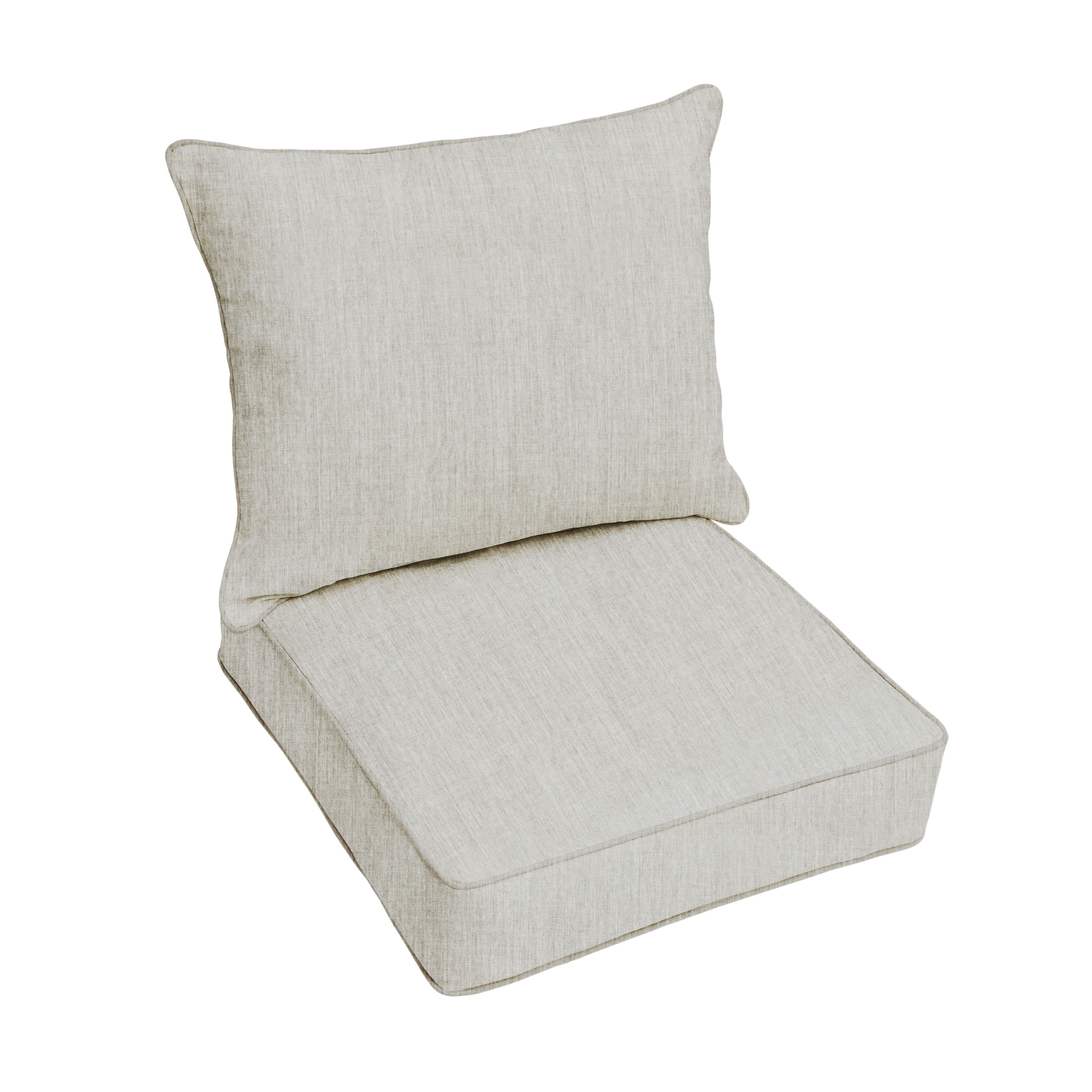 Sunbrella Deep Seating Corded Pillow and Cushion Set - Neutrals & Earth Tones in Canvas Granite