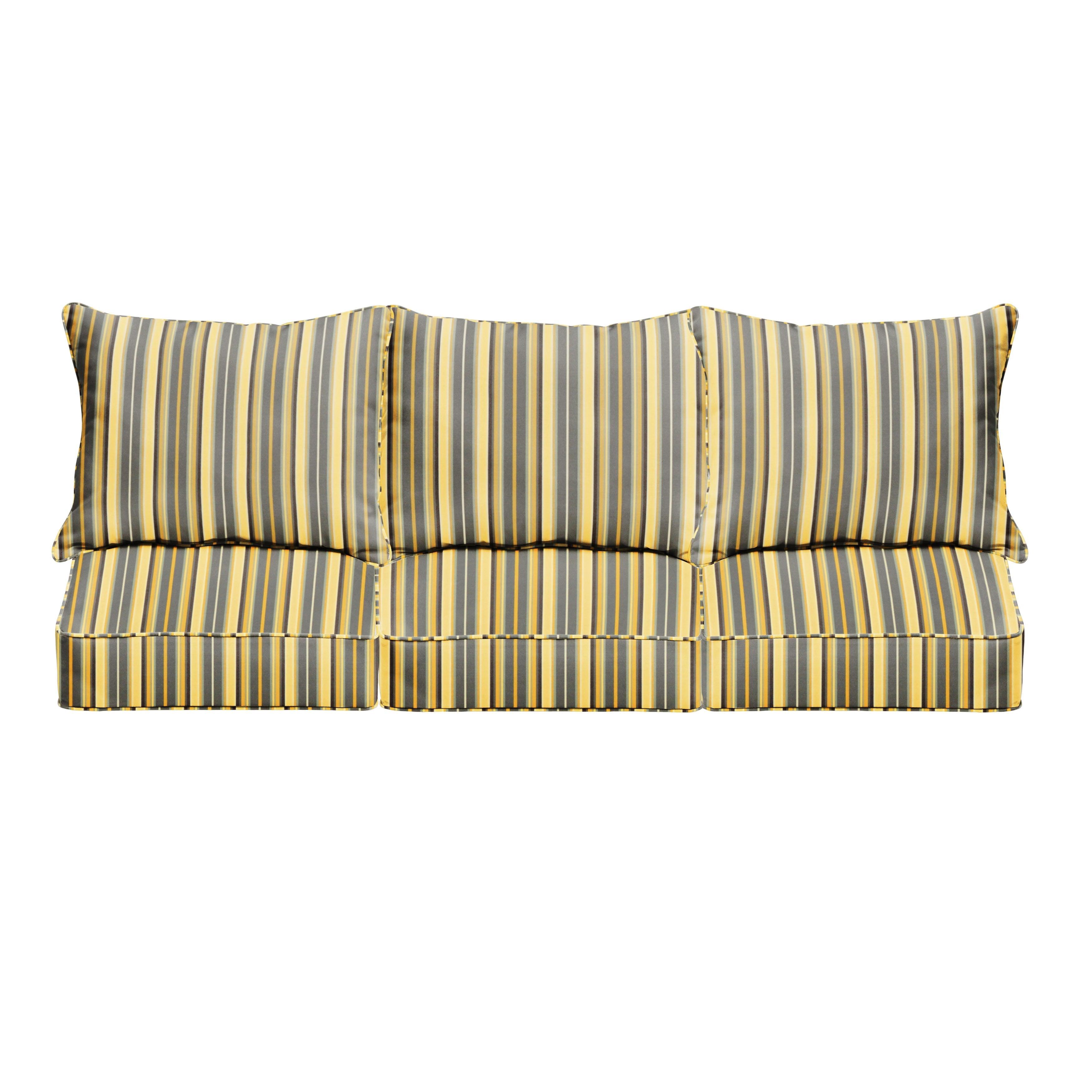 Sunbrella Foster Metallic Deep Seating Sofa Pillow & Cushion Set - Sorra Home