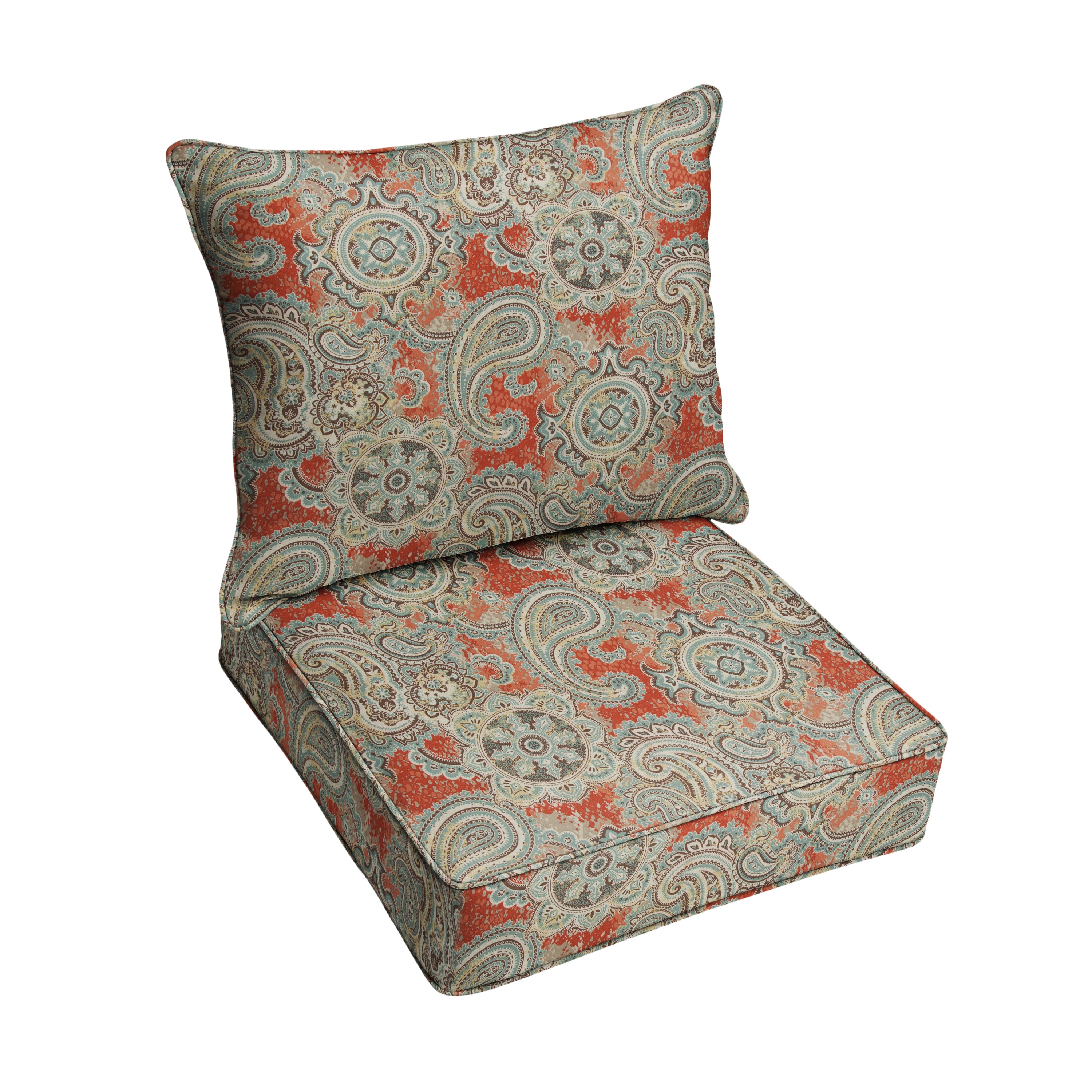 Corded Outdoor Deep Seating Pillow and Cushion Set - Houssie Cinnabar 25 in W x 25 in D x 5 in H