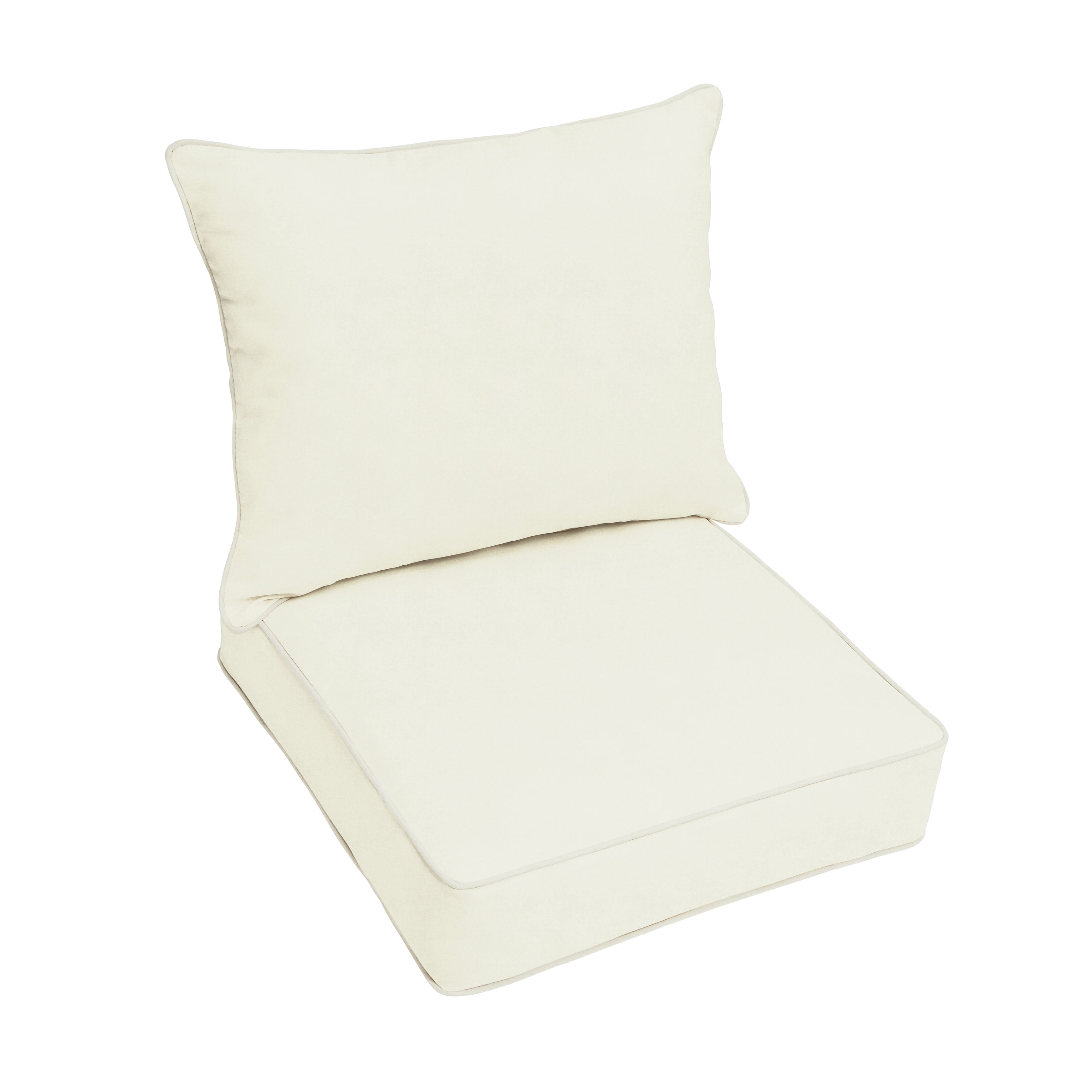 Sunbrella Deep Seating Corded Pillow and Cushion Set - Neutrals & Earth Tones in Canvas Natural