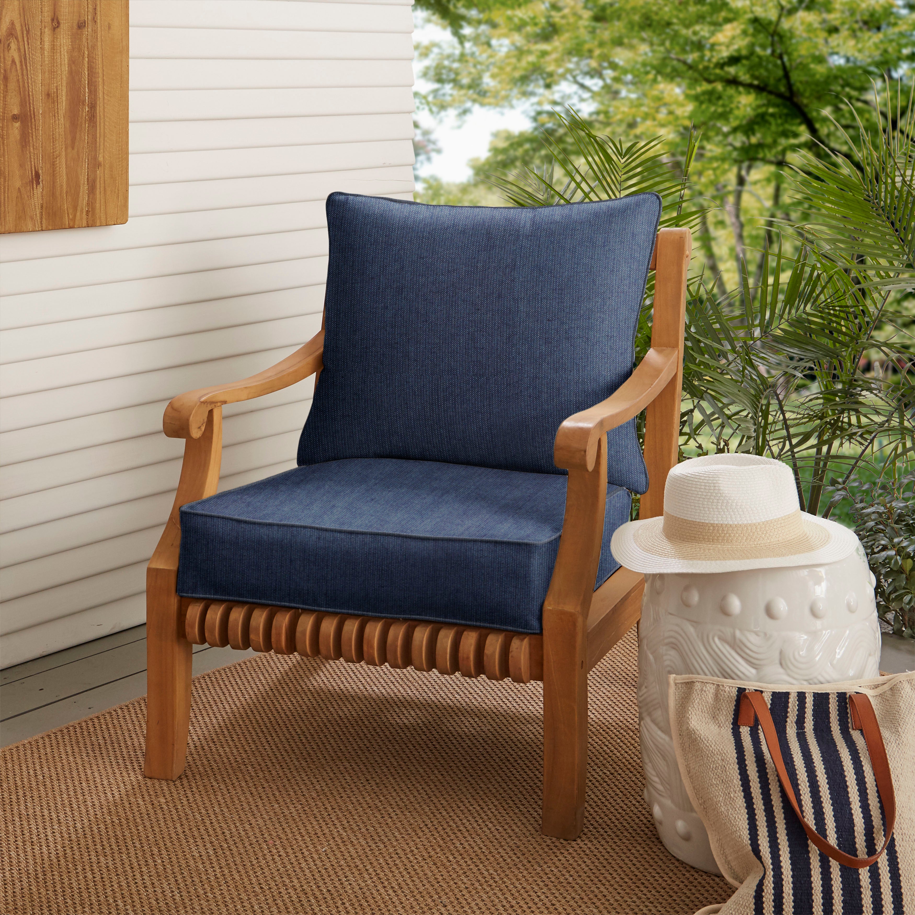 Sunbrella Deep Seating Corded Pillow and Cushion Set-Spectrum Indigo
