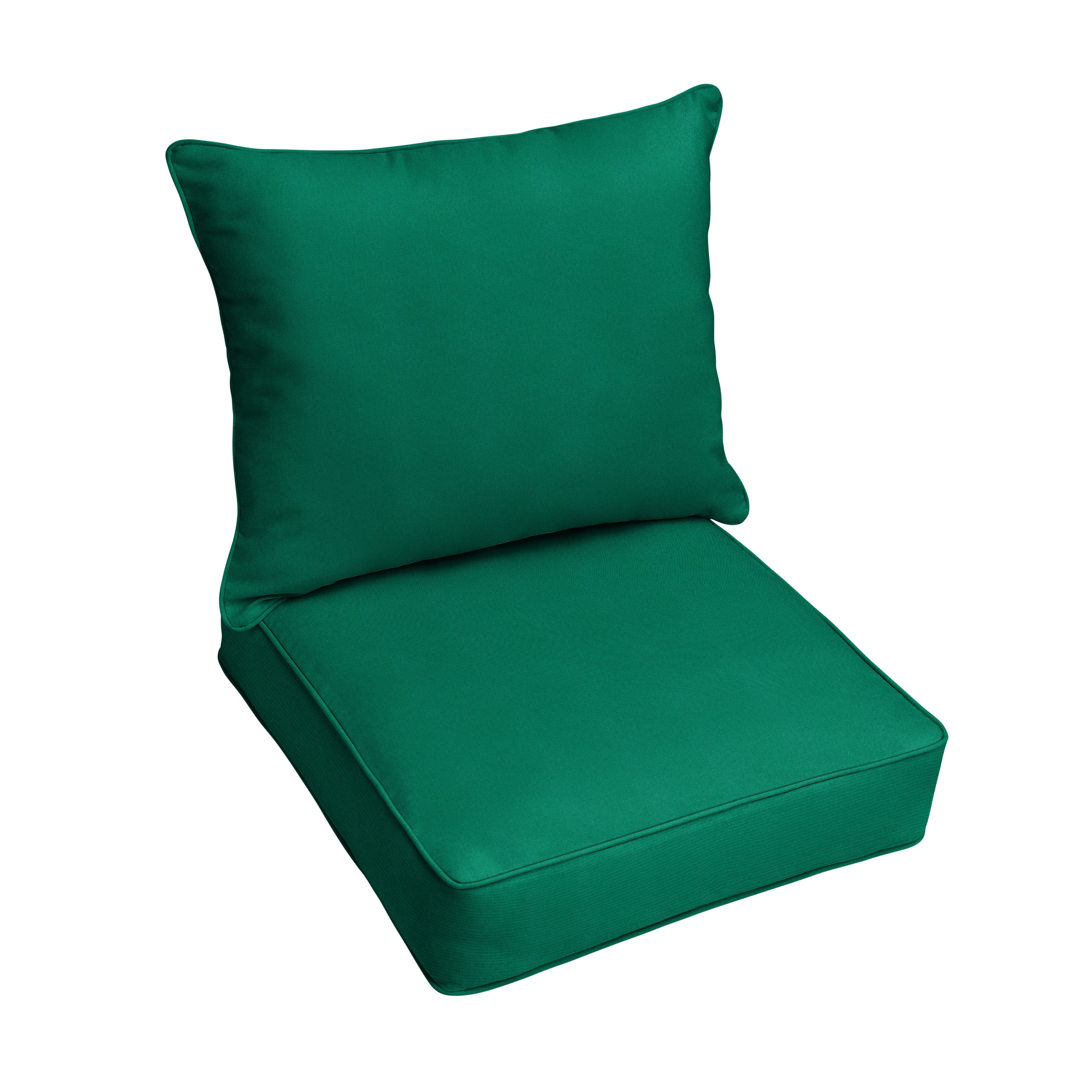 Sunbrella Deep Seating Corded Pillow and Cushion Set - Brights & Cool Tones in Canvas Forest Green