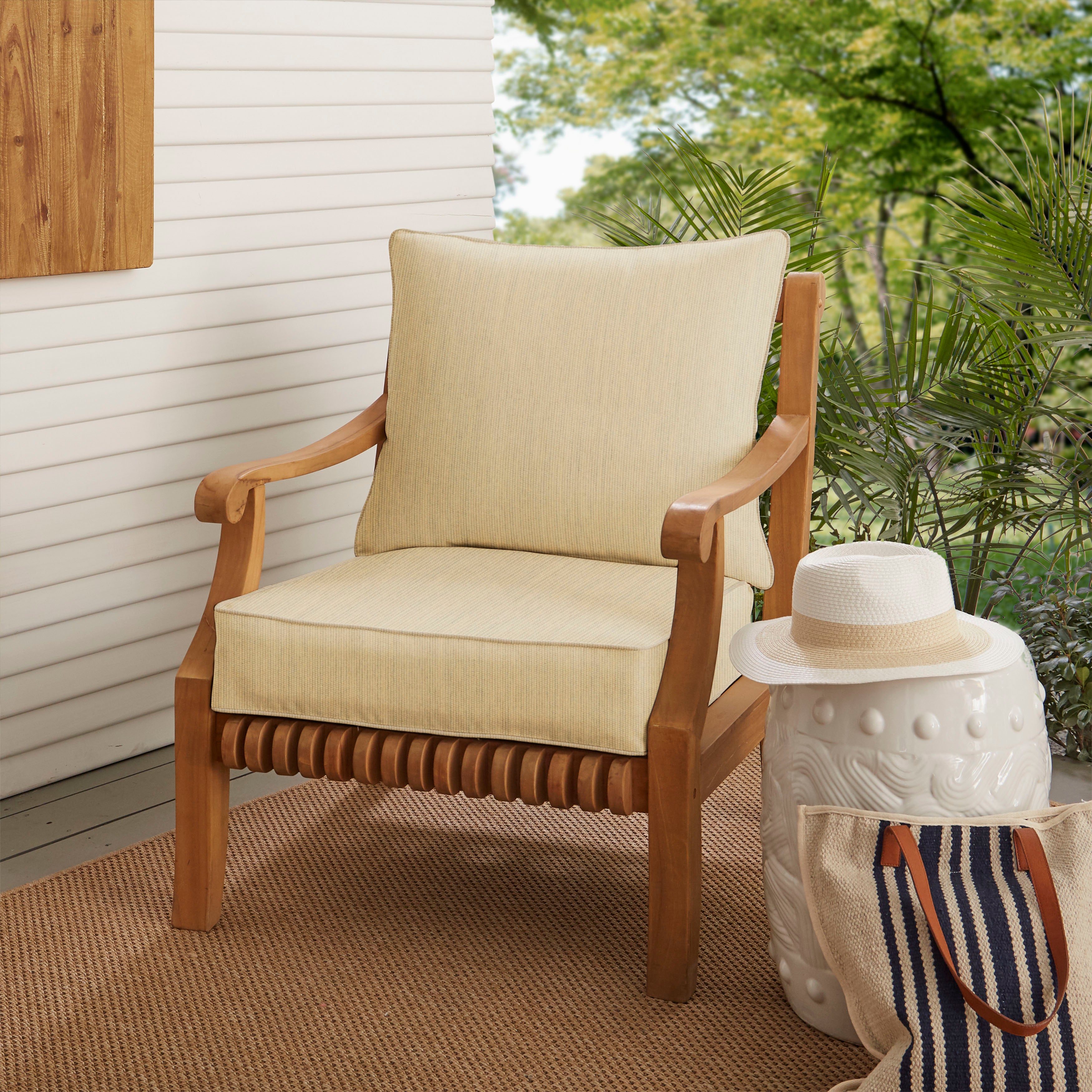Sunbrella Deep Seating Corded Pillow and Cushion Set - Spectrum Sand