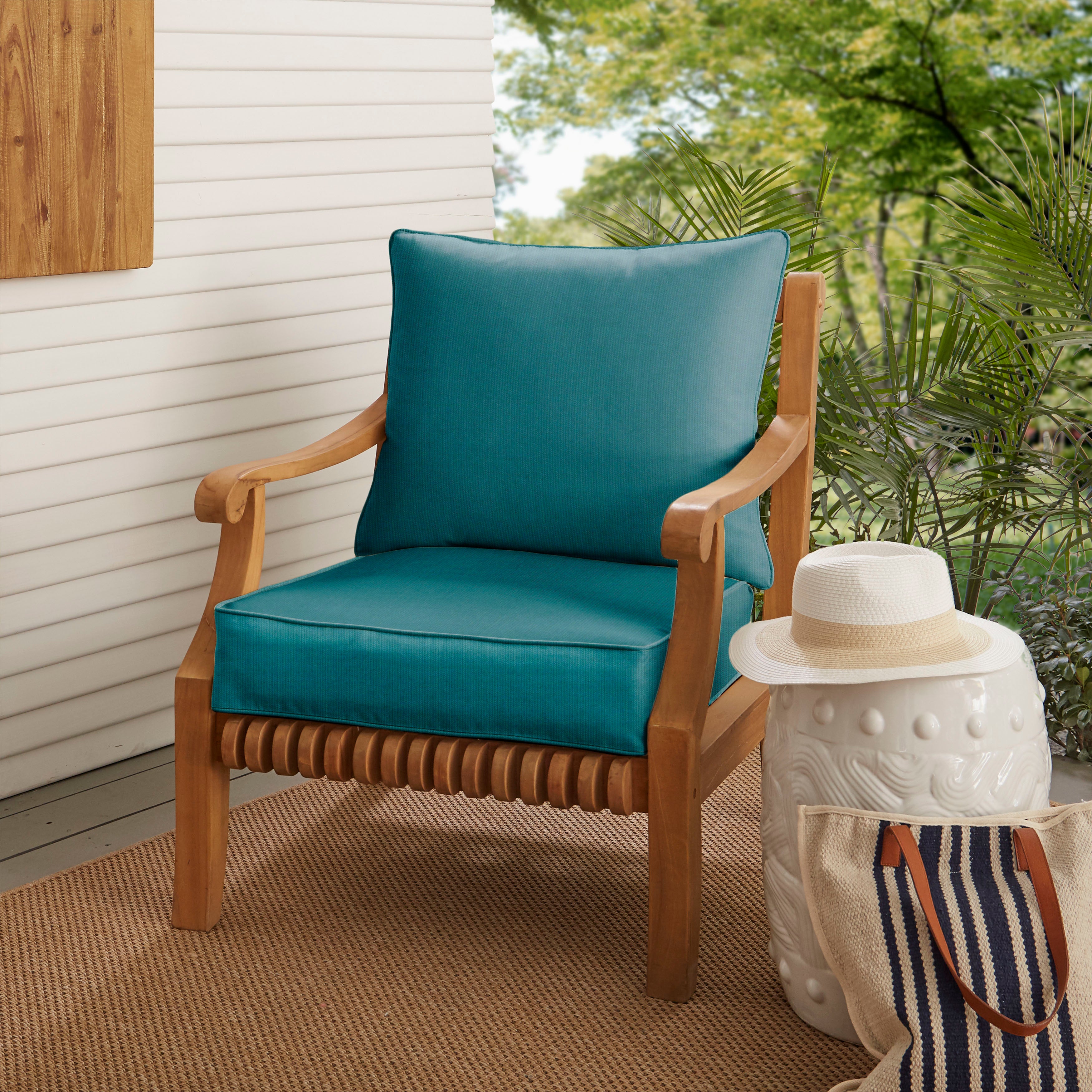 Sunbrella Deep Seating Corded Pillow and Cushion Set-Spectrum Peacock