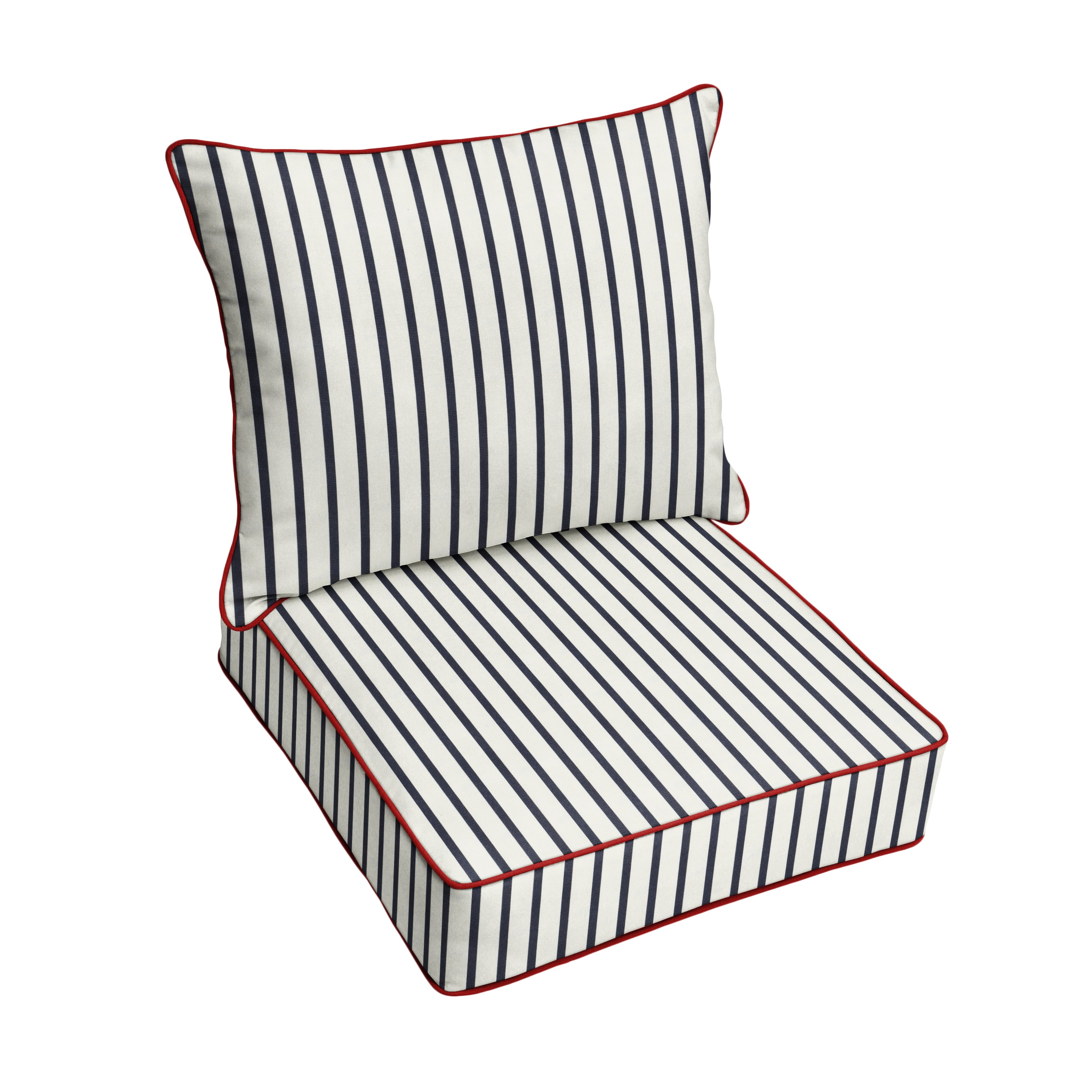 Sunbrella Lido Indigo Outdoor Deep Seating Cushion Set w/ Contrast Cording