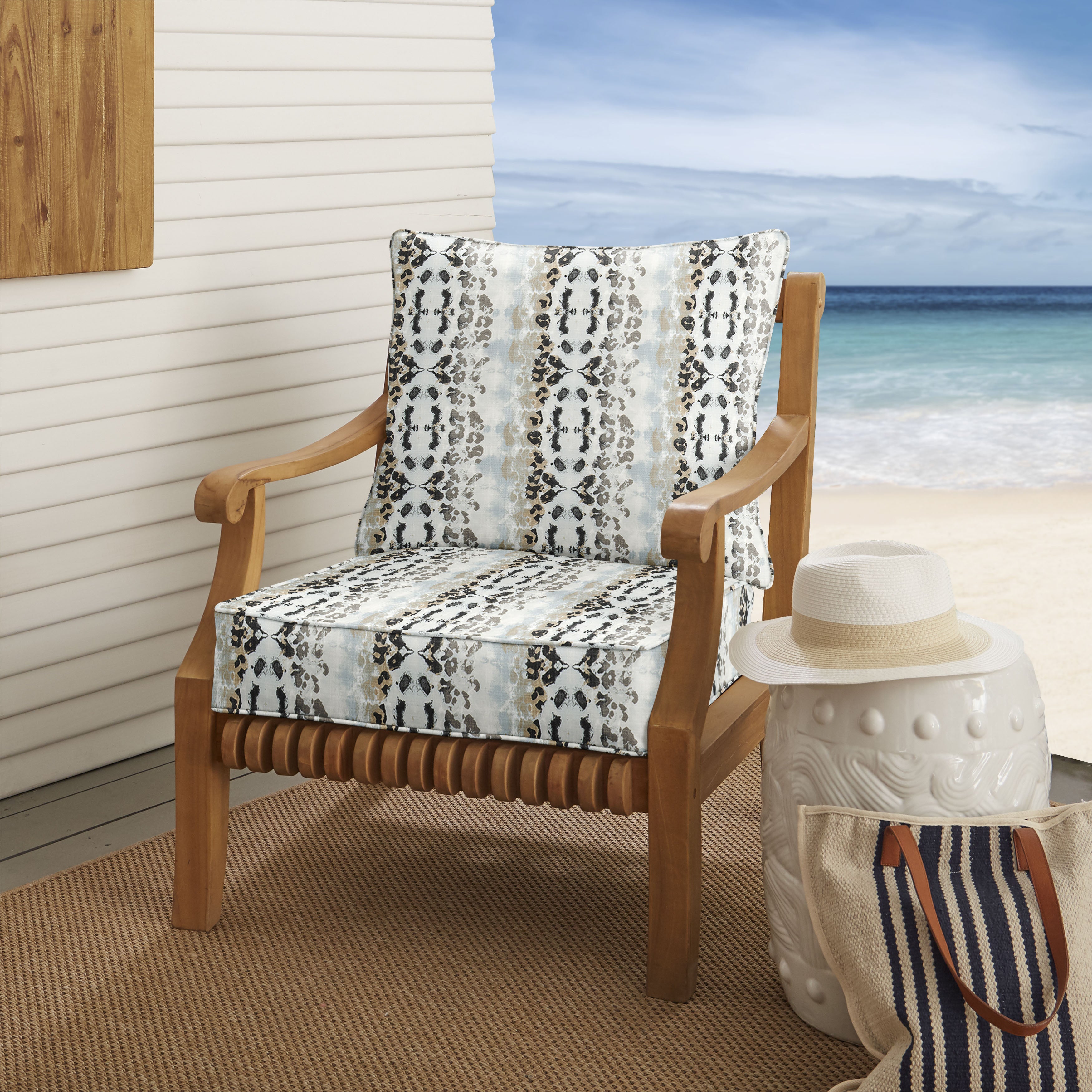 Corded Outdoor Deep Seating Pillow and Cushion Set - Mali Mineral Blue