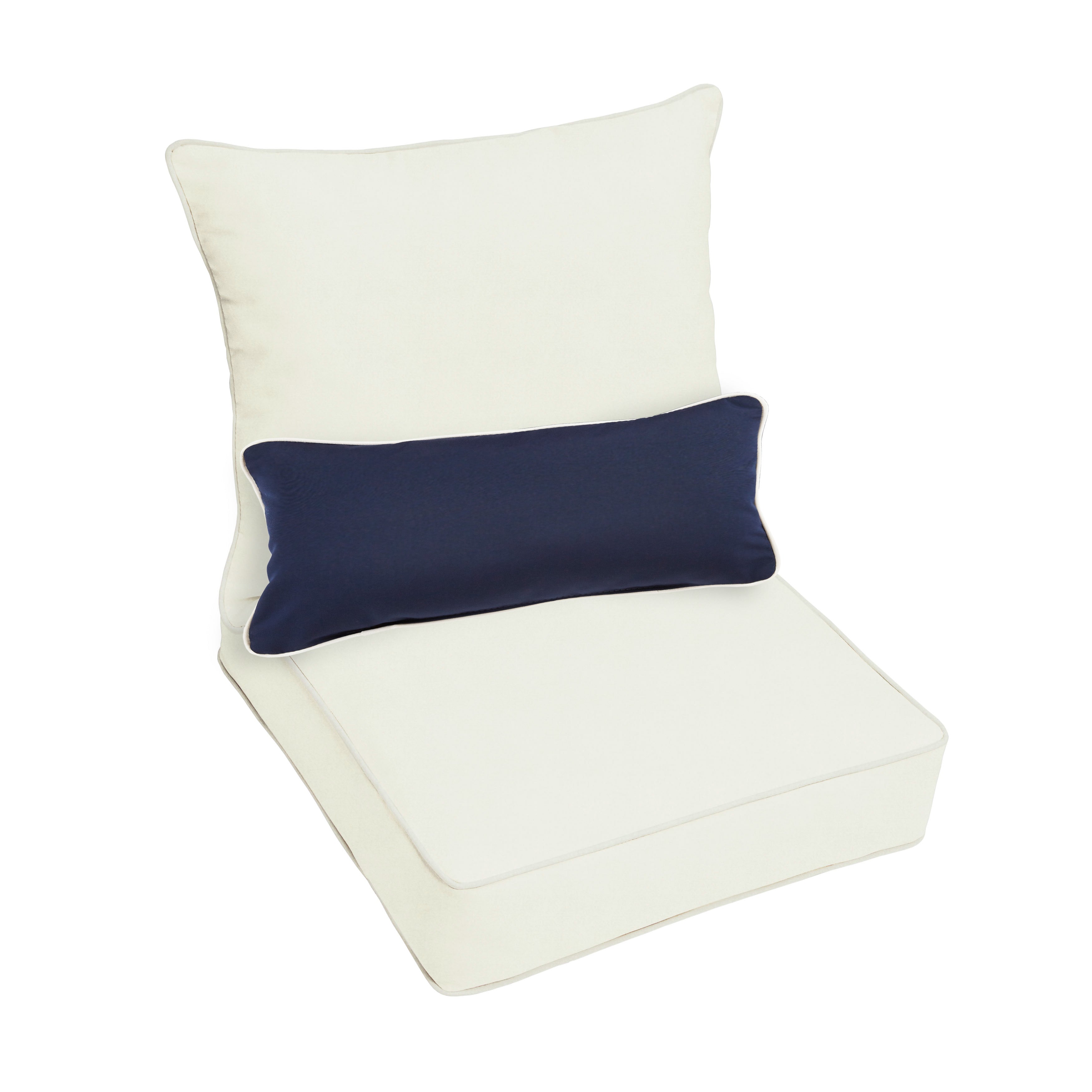 Sunbrella Deep Seating Pillow and Cushion Set with Lumbar Pillow - Sunbrella - Canvas Natural 25 in W x 25 in D x 5 in H