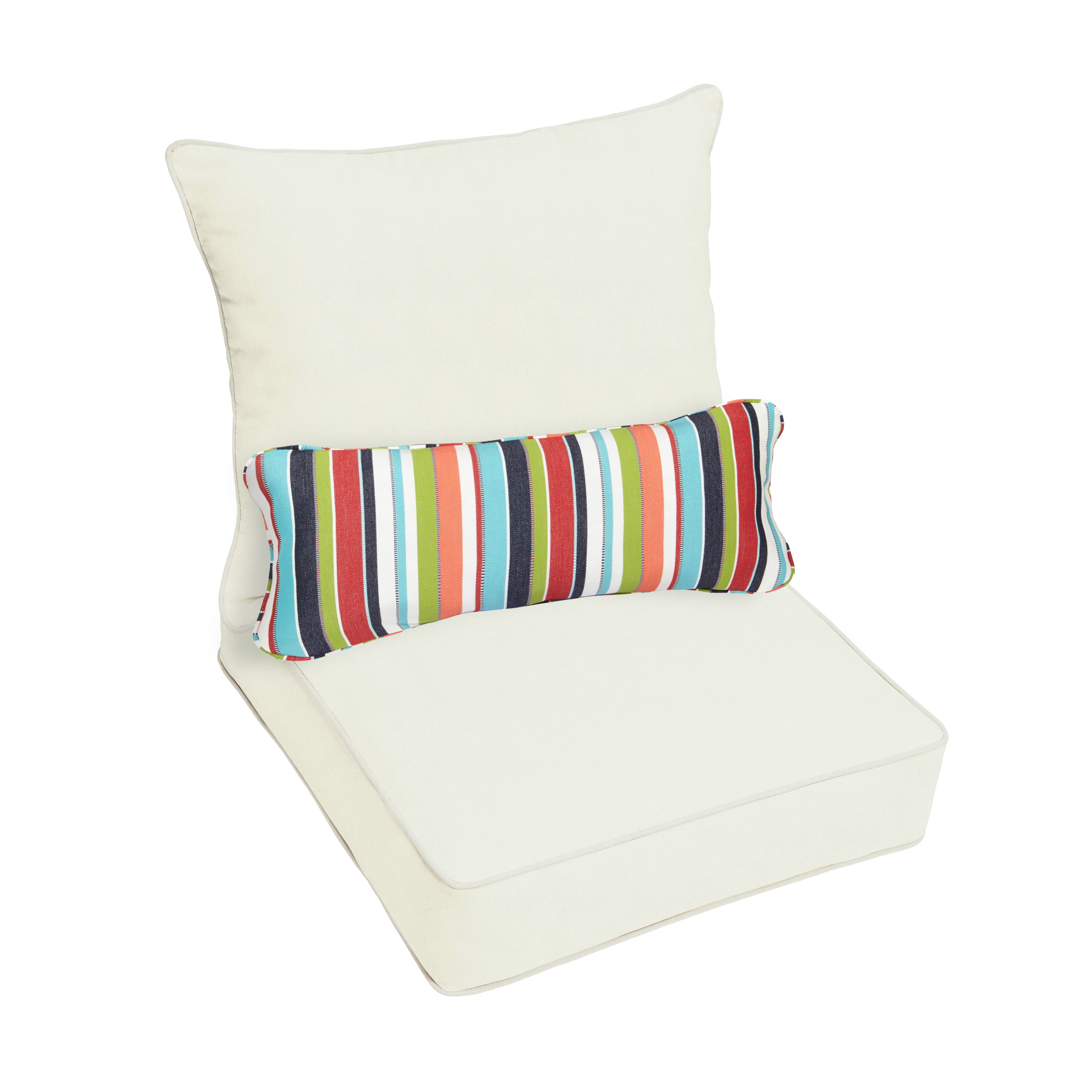 Sunbrella Deep Seating Pillow and Cushion Set with Lumbar Pillow - Sunbrella - Canvas Natural 25 in W x 25 in D x 5 in H