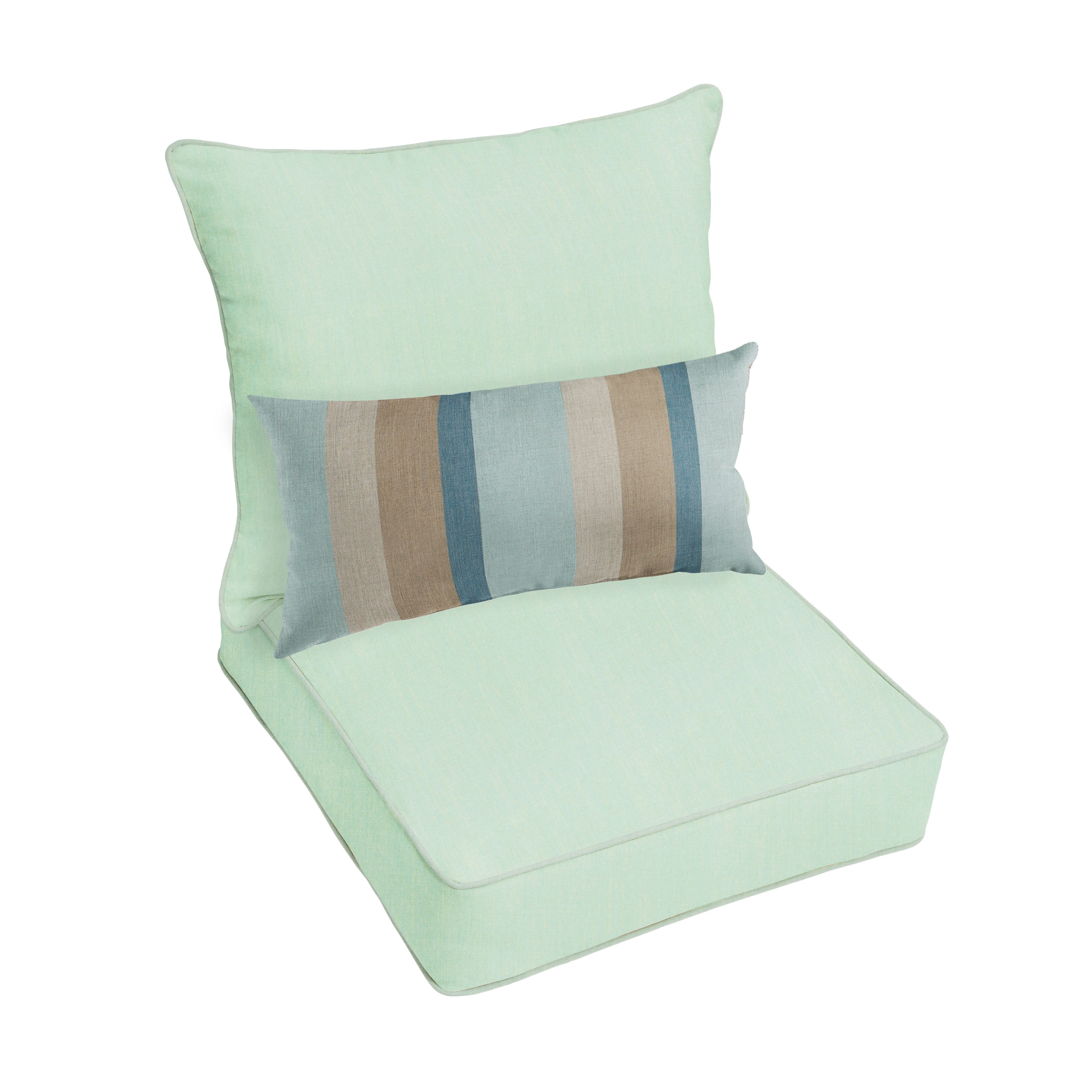 Sunbrella Deep Seating Pillow and Cushion Set with Lumbar Pillow - Sunbrella - Canvas Spa 23 in W x 25 in D x 5 in H - Gateway Mist
