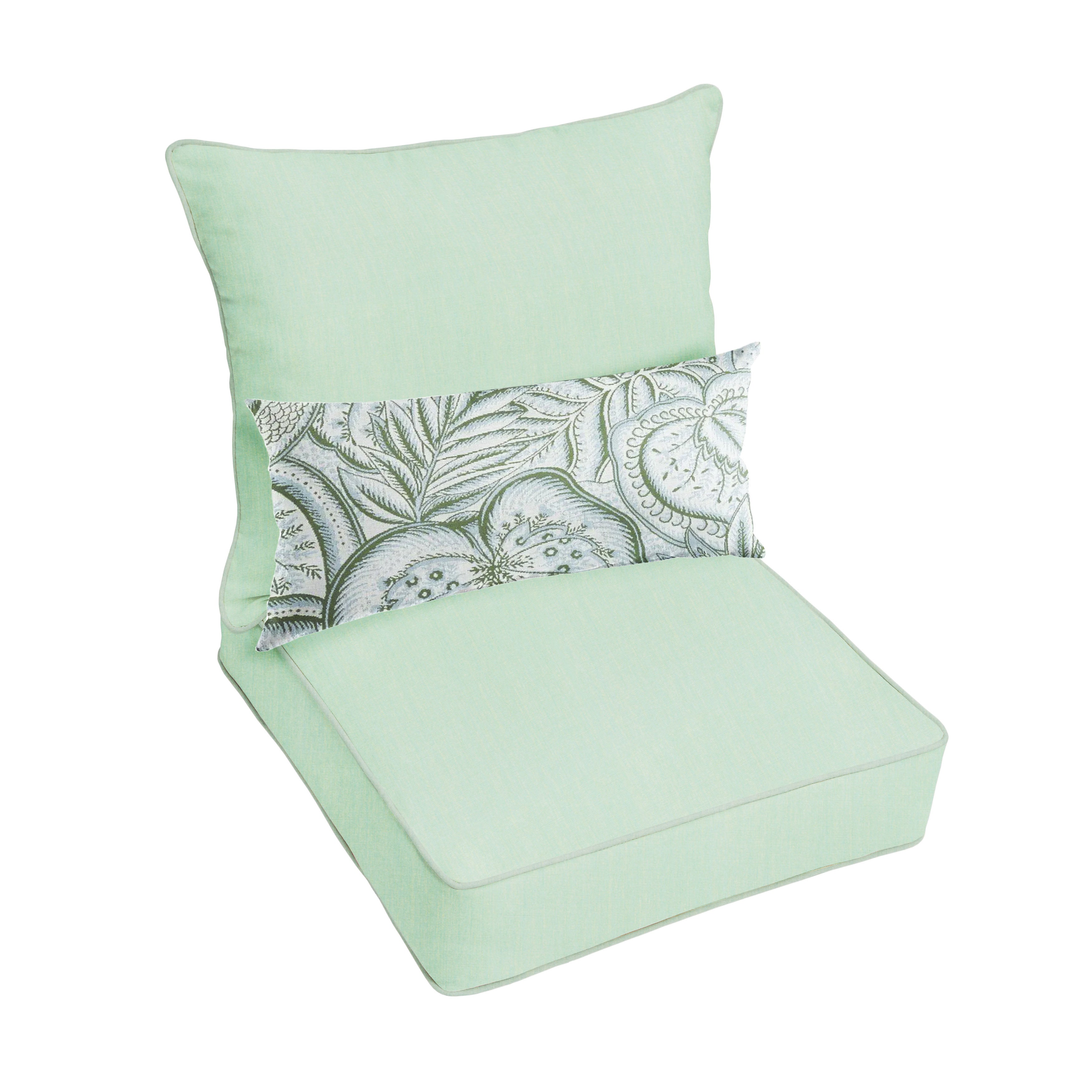 Sunbrella Deep Seating Pillow and Cushion Set with Lumbar Pillow - Sunbrella - Canvas Spa 23 in W x 25 in D x 5 in H - Sensibility Spring