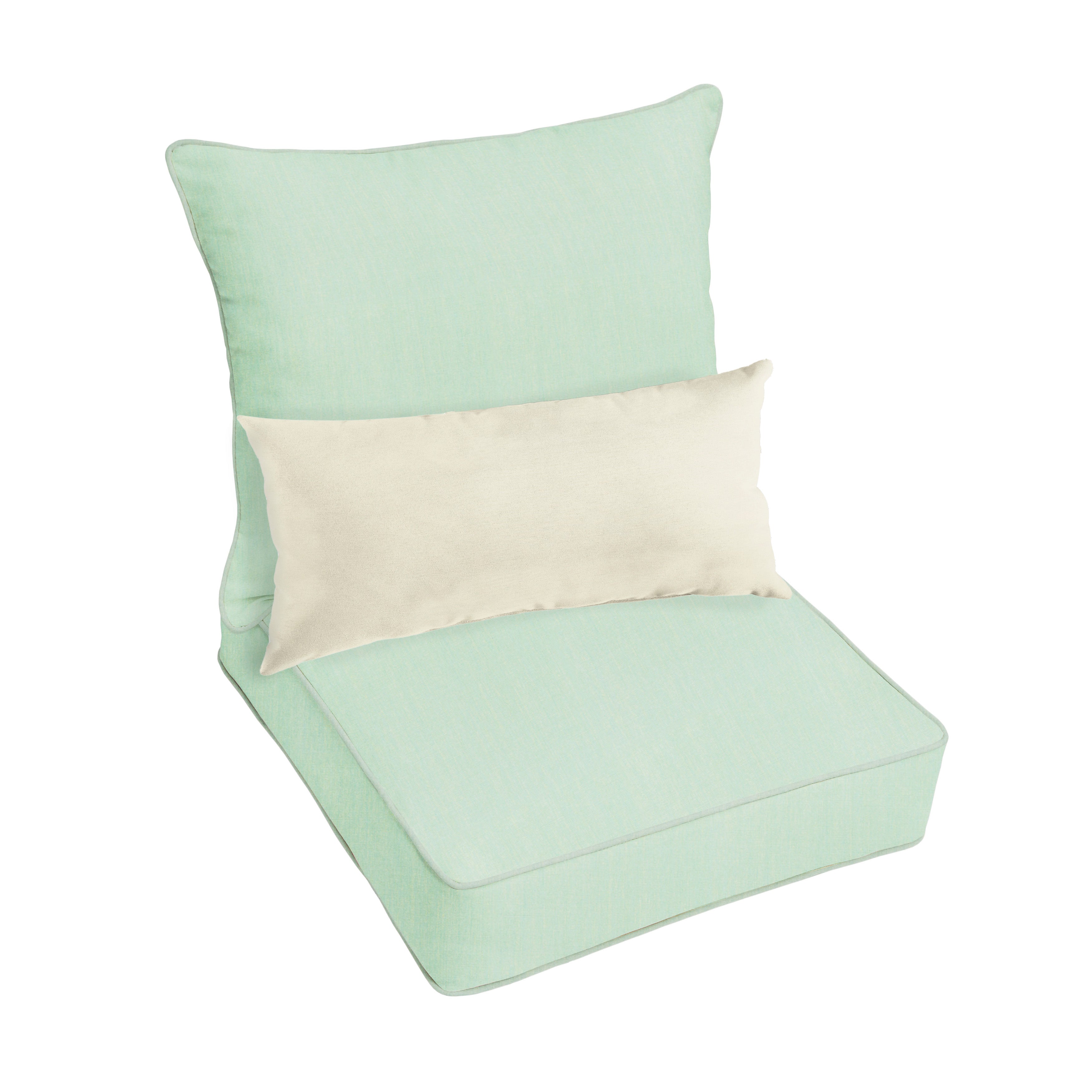 Sunbrella Deep Seating Pillow and Cushion Set with Lumbar Pillow - Sunbrella - Canvas Spa 23 in W x 25 in D x 5 in H - Canvas Natural