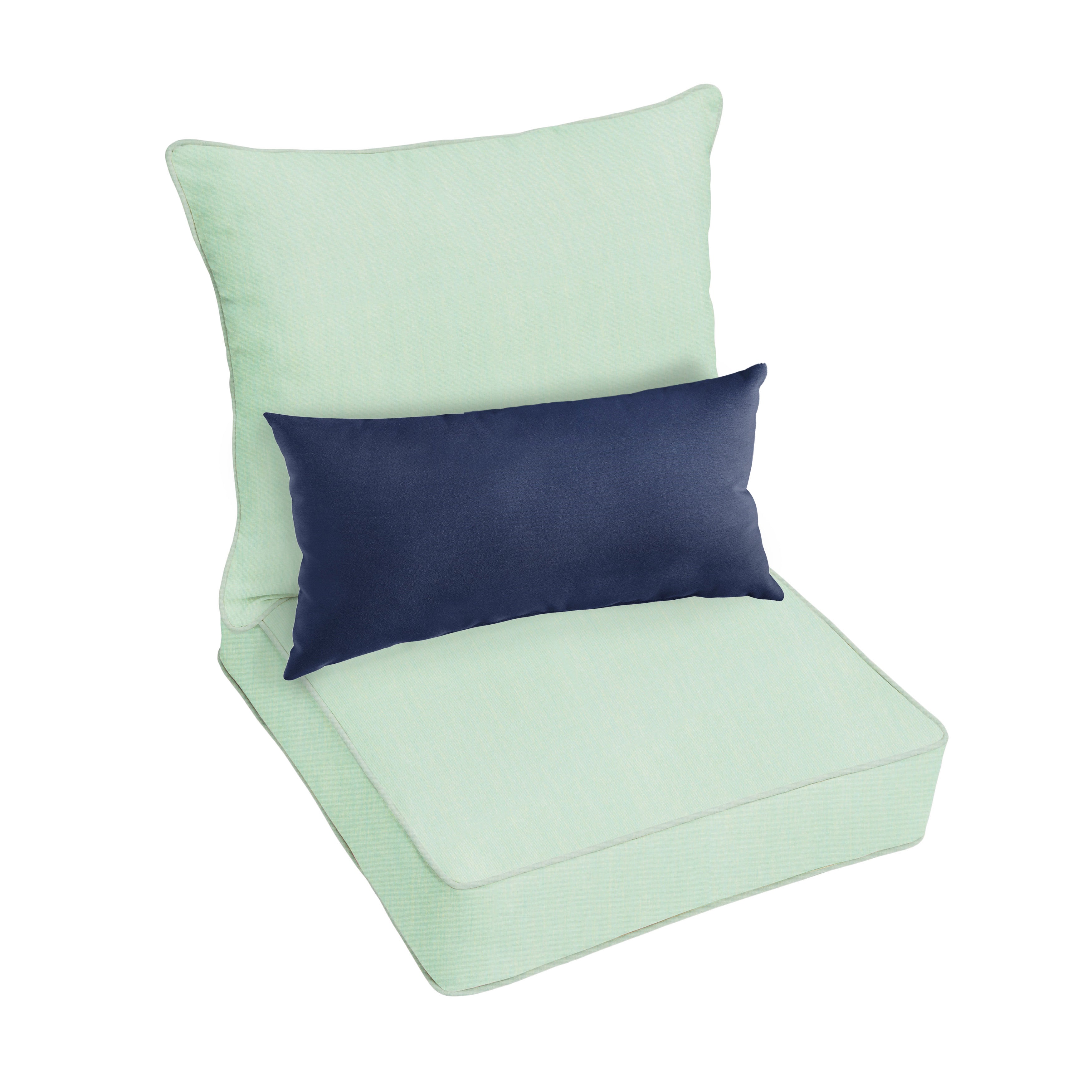 Sunbrella Deep Seating Pillow and Cushion Set with Lumbar Pillow - Sunbrella - Canvas Spa 23 in W x 25 in D x 5 in H - Canvas Navy