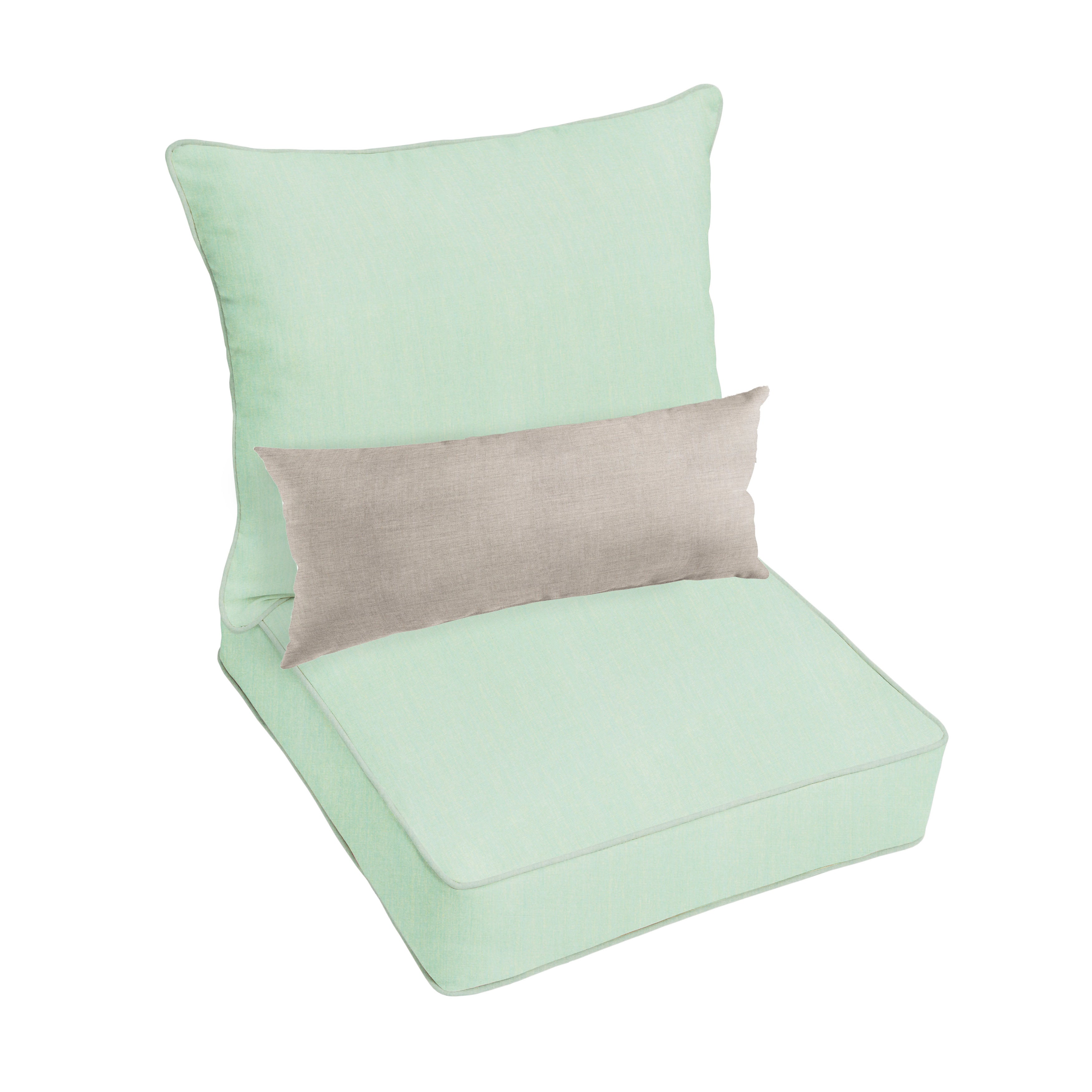 Sunbrella Deep Seating Pillow and Cushion Set with Lumbar Pillow - Sunbrella - Canvas Spa 23 in W x 25 in D x 5 in H - Cast Pumice