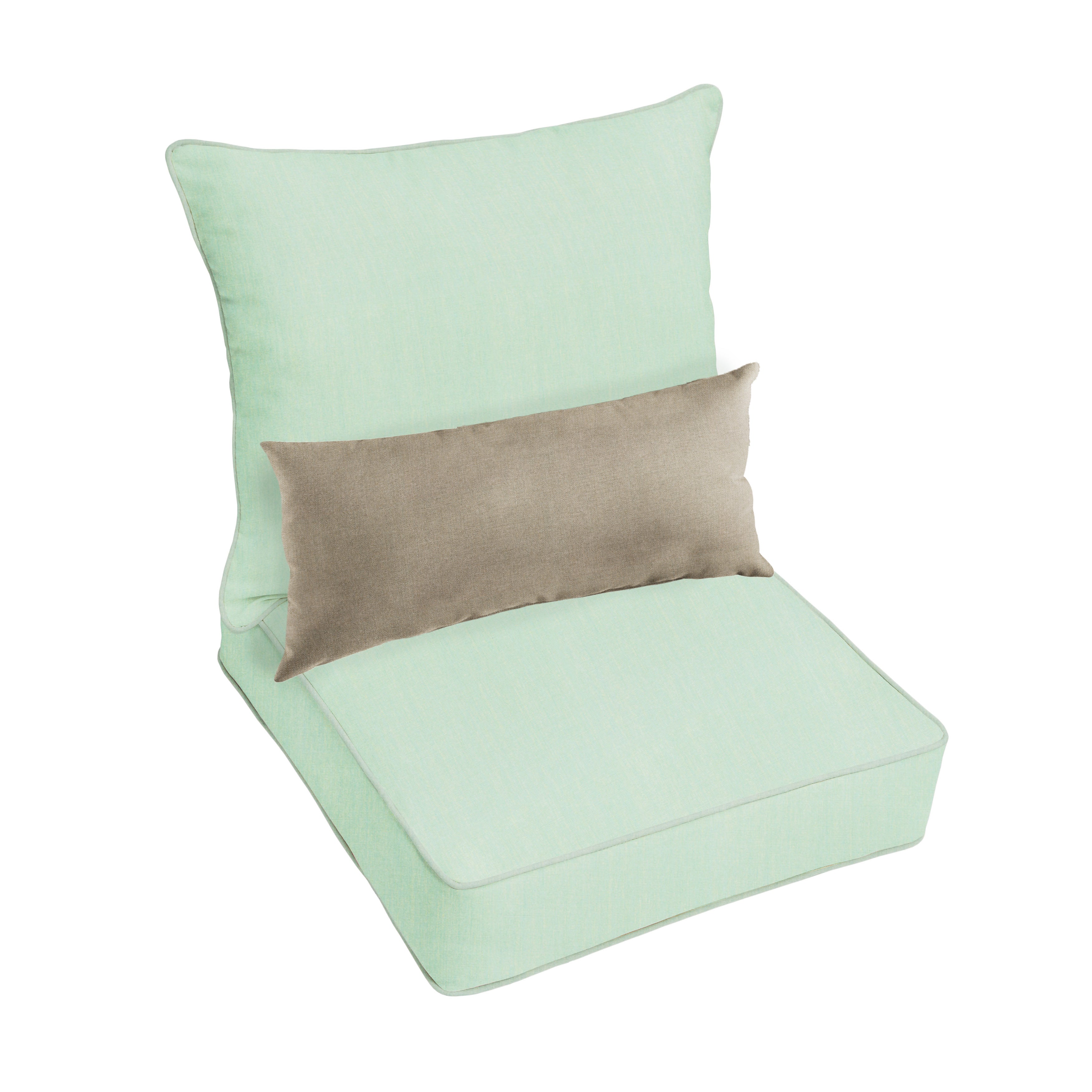 Sunbrella Deep Seating Pillow and Cushion Set with Lumbar Pillow - Sunbrella - Canvas Spa 23 in W x 25 in D x 5 in H - Canvas Taupe
