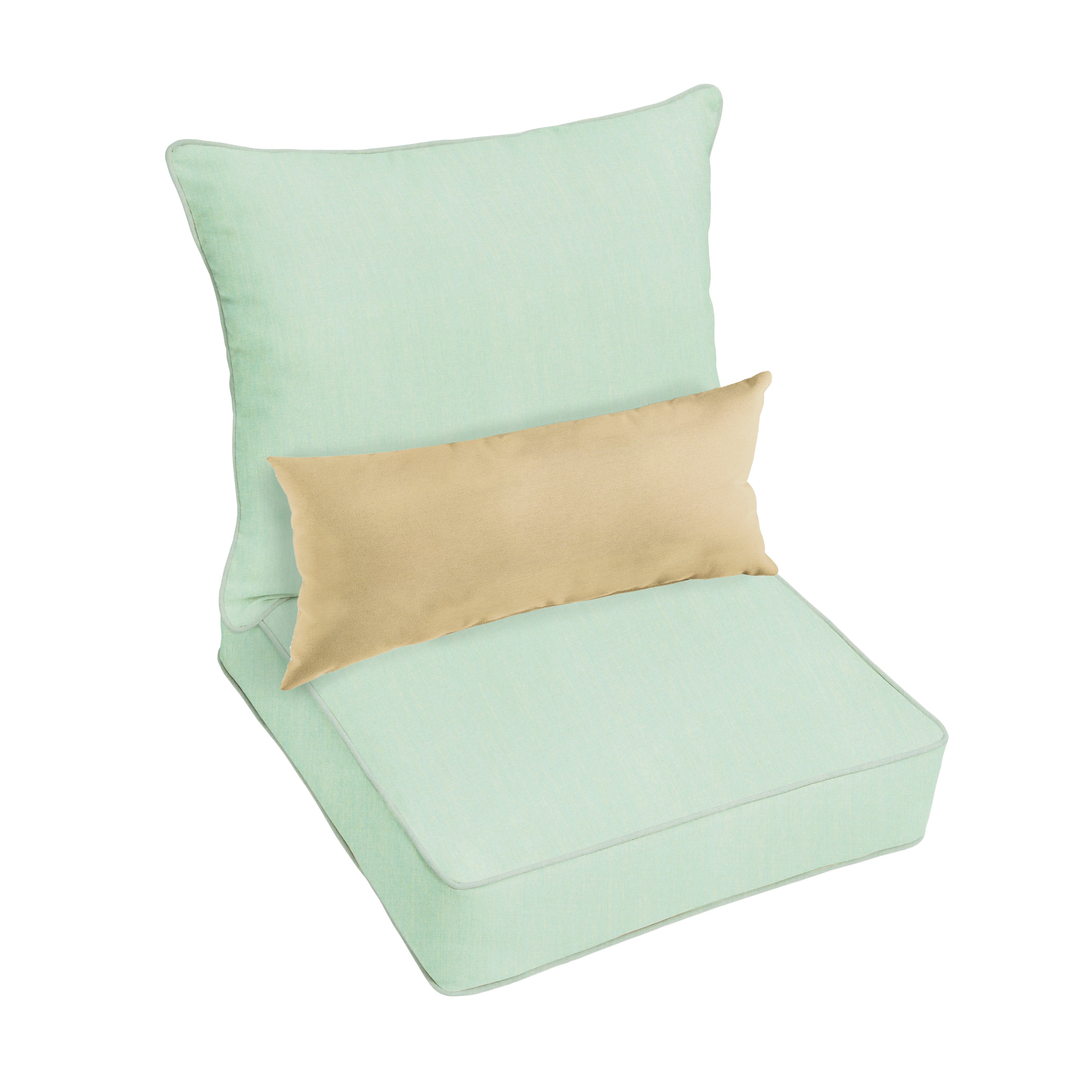 Sunbrella Deep Seating Pillow and Cushion Set with Lumbar Pillow - Sunbrella - Canvas Spa 23 in W x 25 in D x 5 in H - Canvas Antique Beige