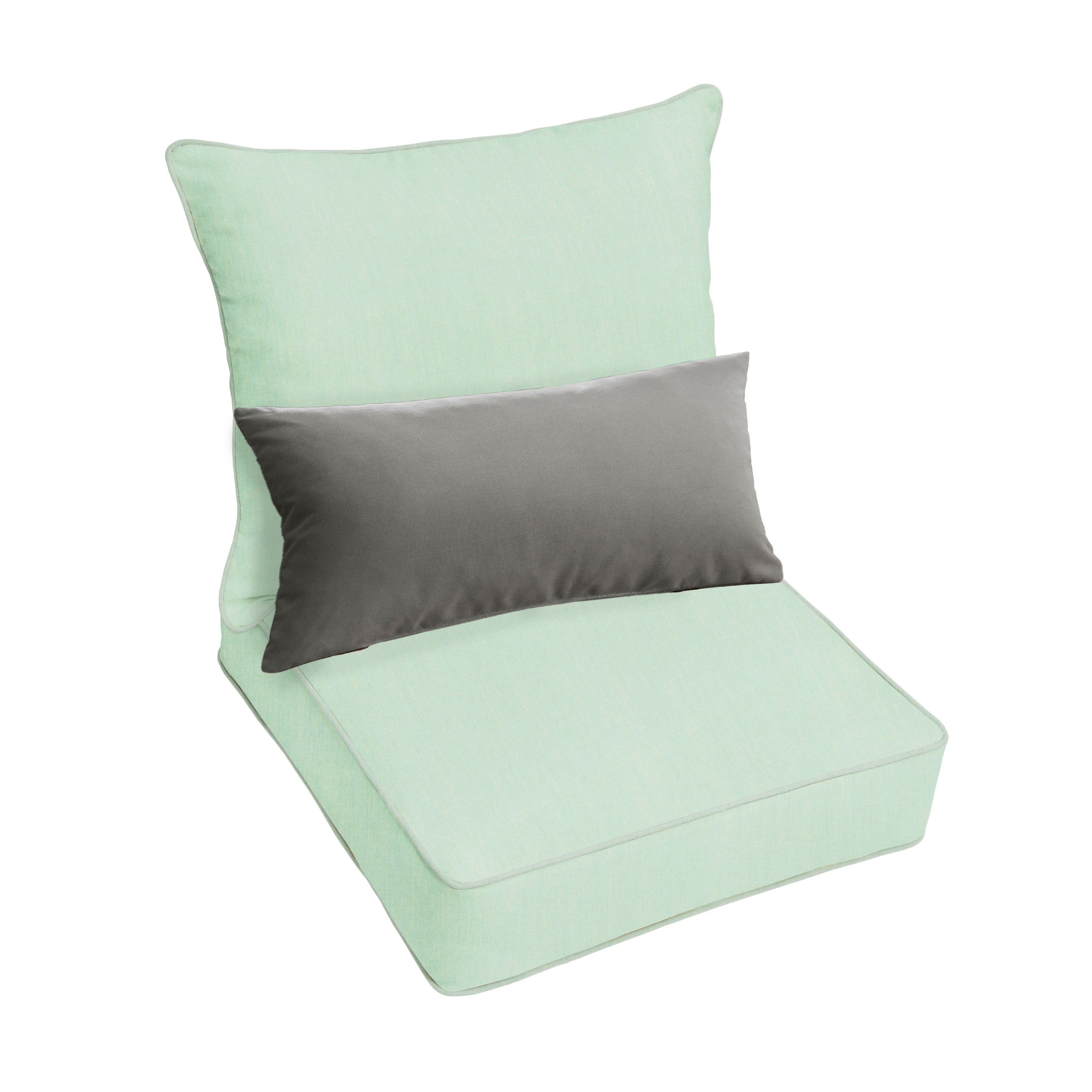 Sunbrella Deep Seating Pillow and Cushion Set with Lumbar Pillow - Sunbrella - Canvas Spa 23 in W x 25 in D x 5 in H - Canvas Charcoal