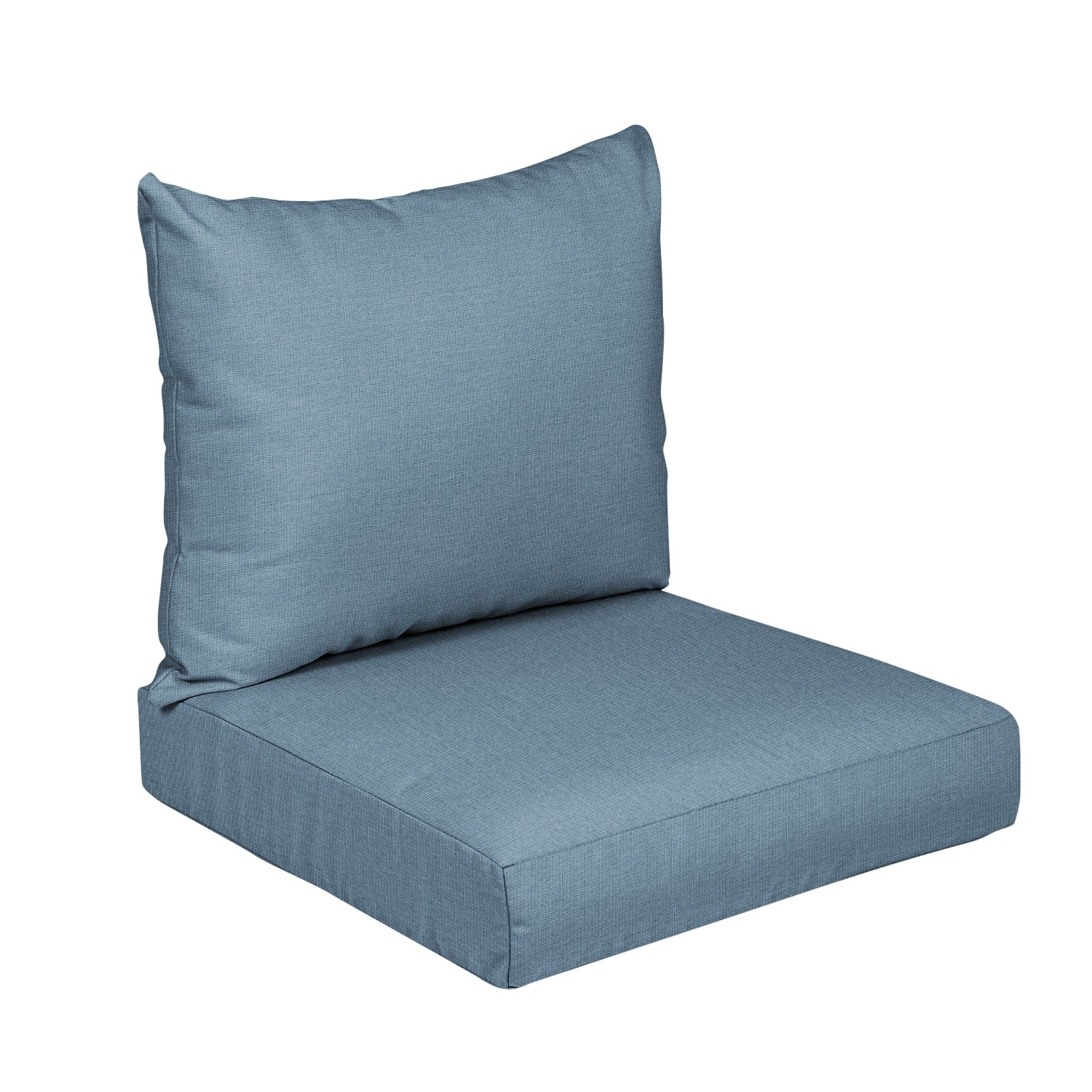 Sunbrella Deep Seating Knife Edge Pillow and Cushion Set - Spectrum & Cast in Spectrum Denim