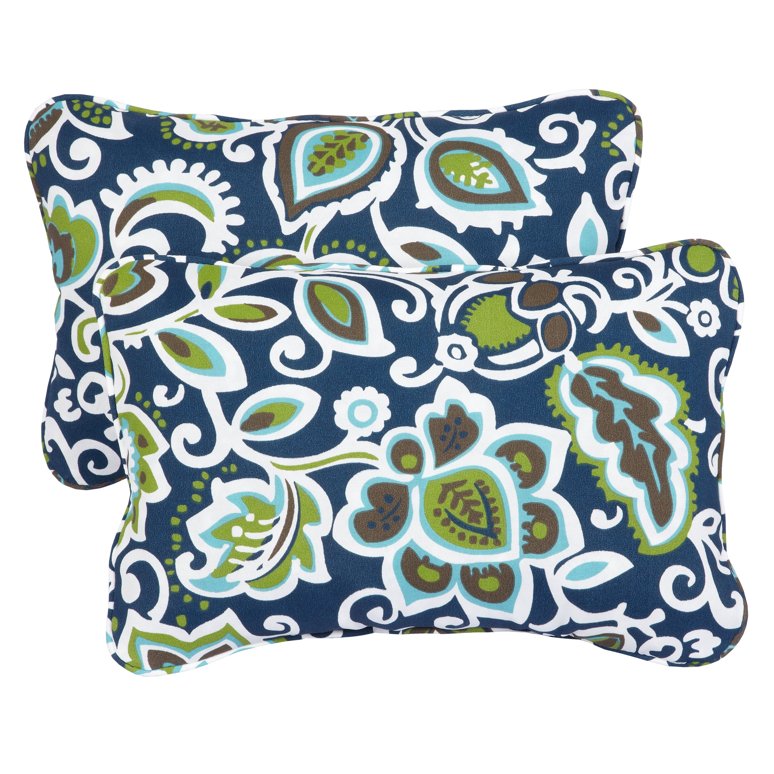 Rectangle Outdoor Pillow - Faxon Oxford Navy - 12 in H x 24 in W x 6 in D