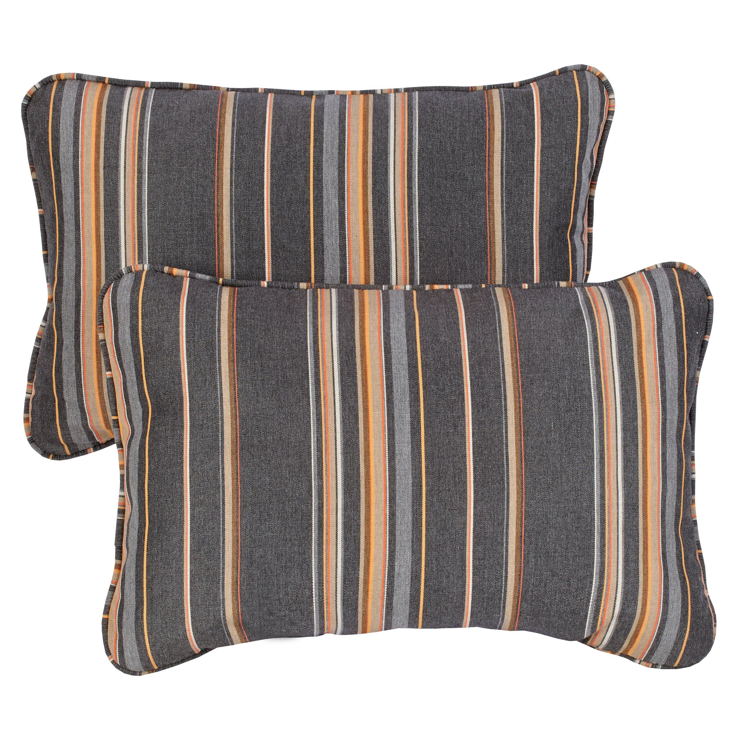 Sunbrella Stanton Greystone Lumbar Corded Pillow (Set of 2) - Sorra Home