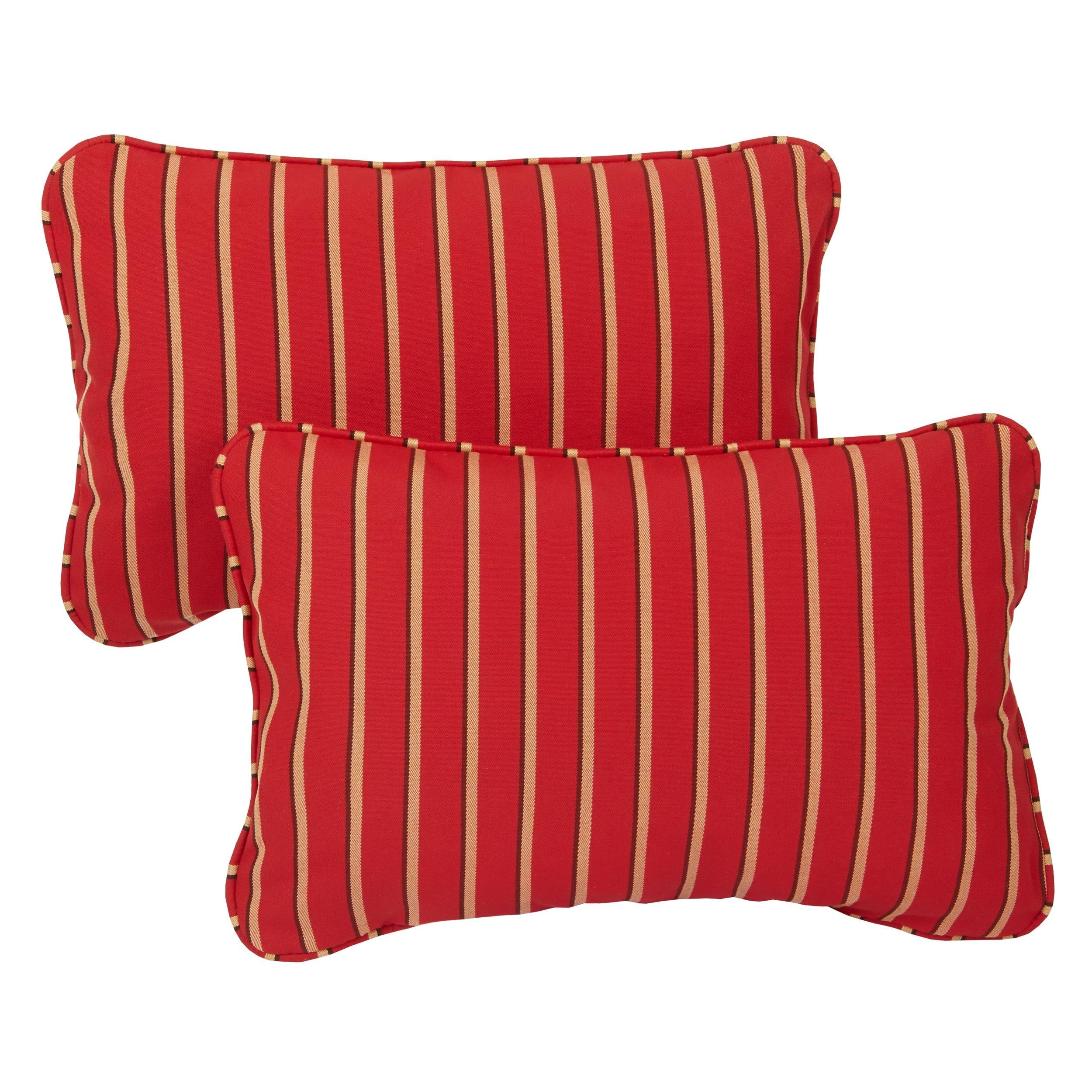 Sunbrella Hardwood Crimson Lumbar Corded Pillow (Set of 2) - Sorra Home