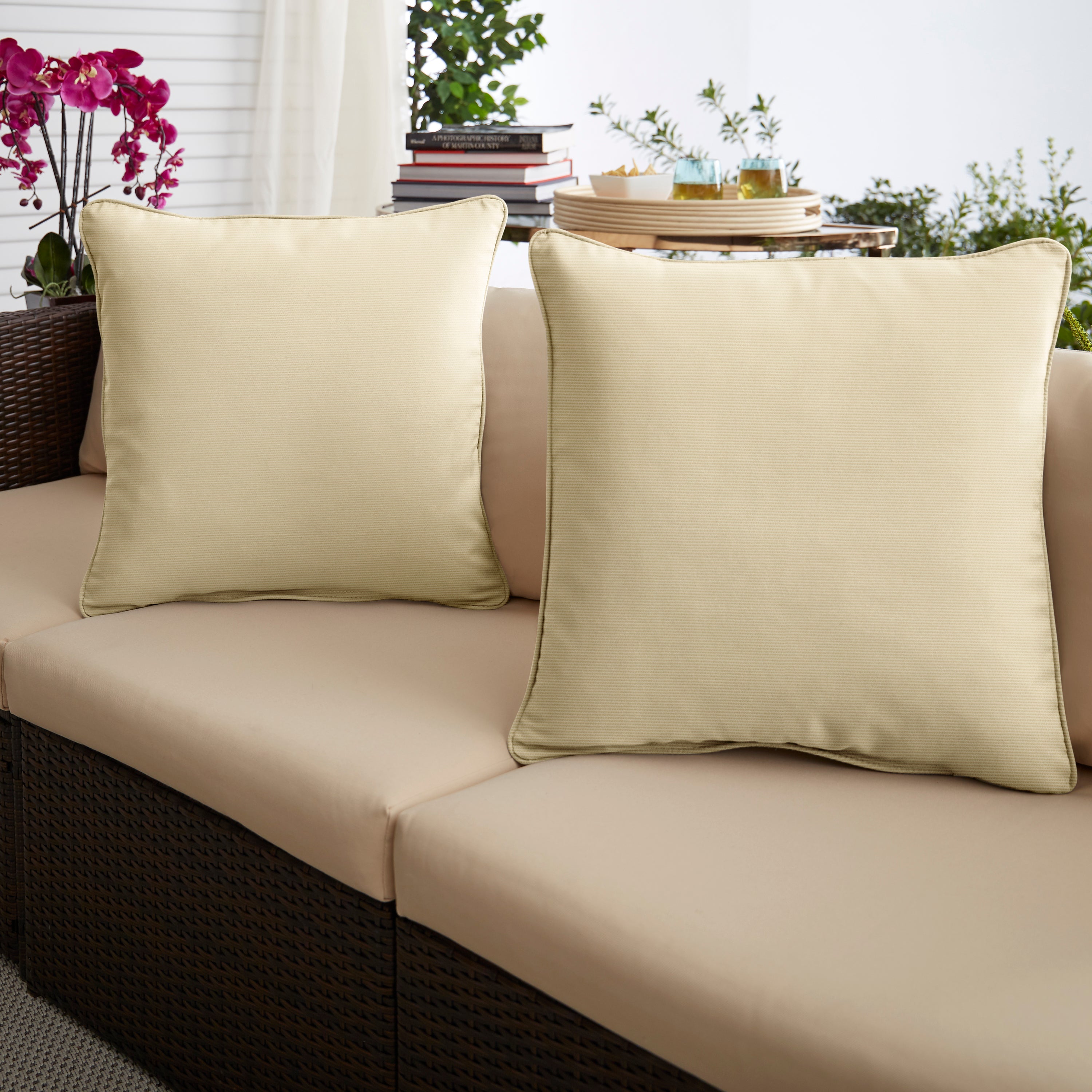 Corded Square Outdoor Pillow Set of 2