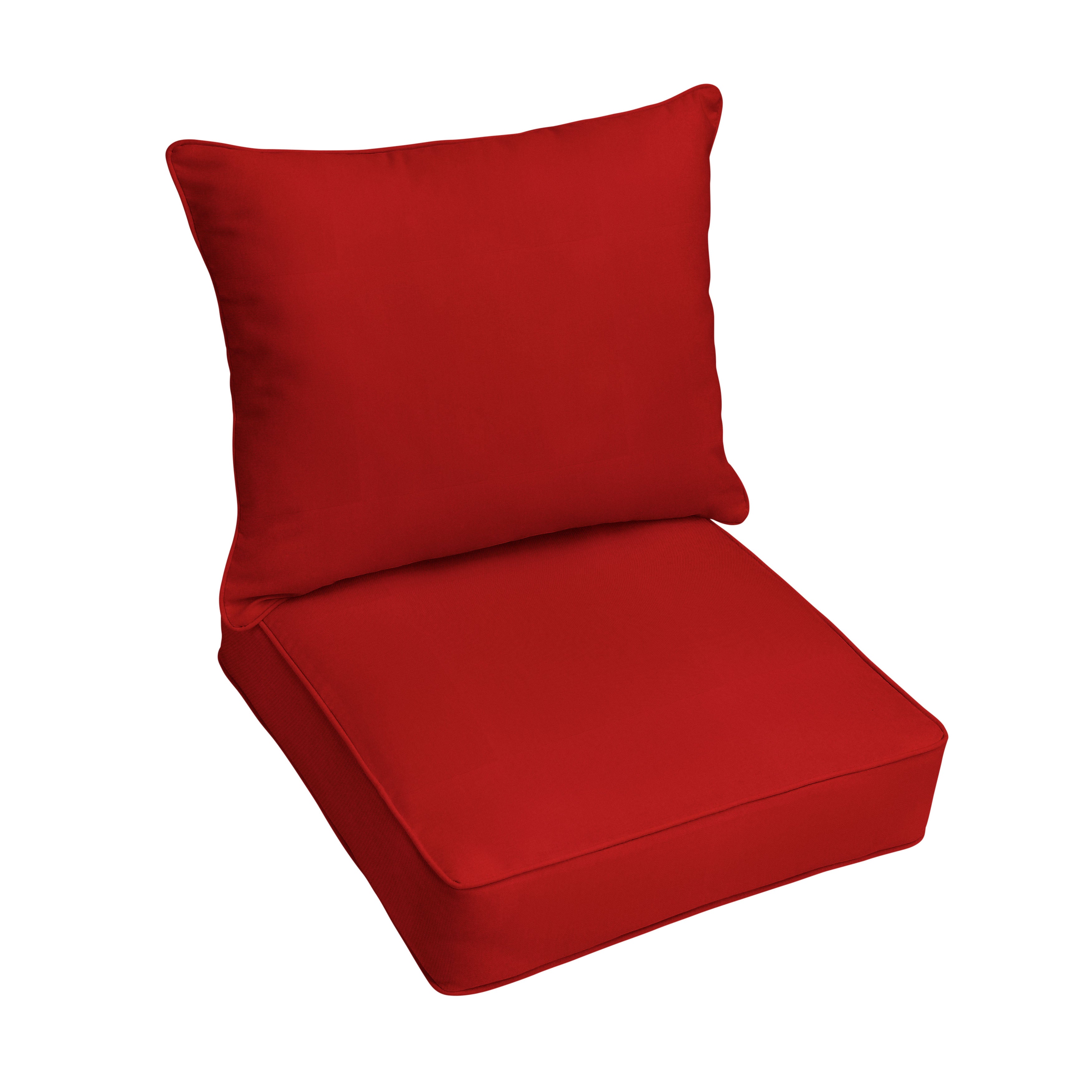 Sunbrella Deep Seating Corded Pillow and Cushion Set - Brights & Cool Tones in Canvas Jockey Red