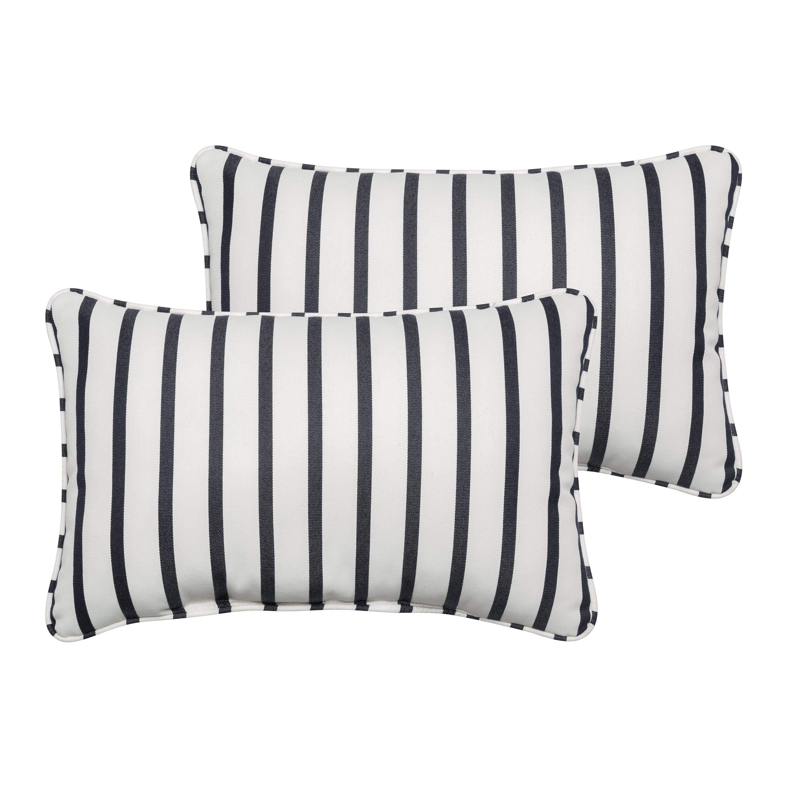 Sunbrella Lido Lumbar Corded Pillow (Set of 2) - Sorra Home