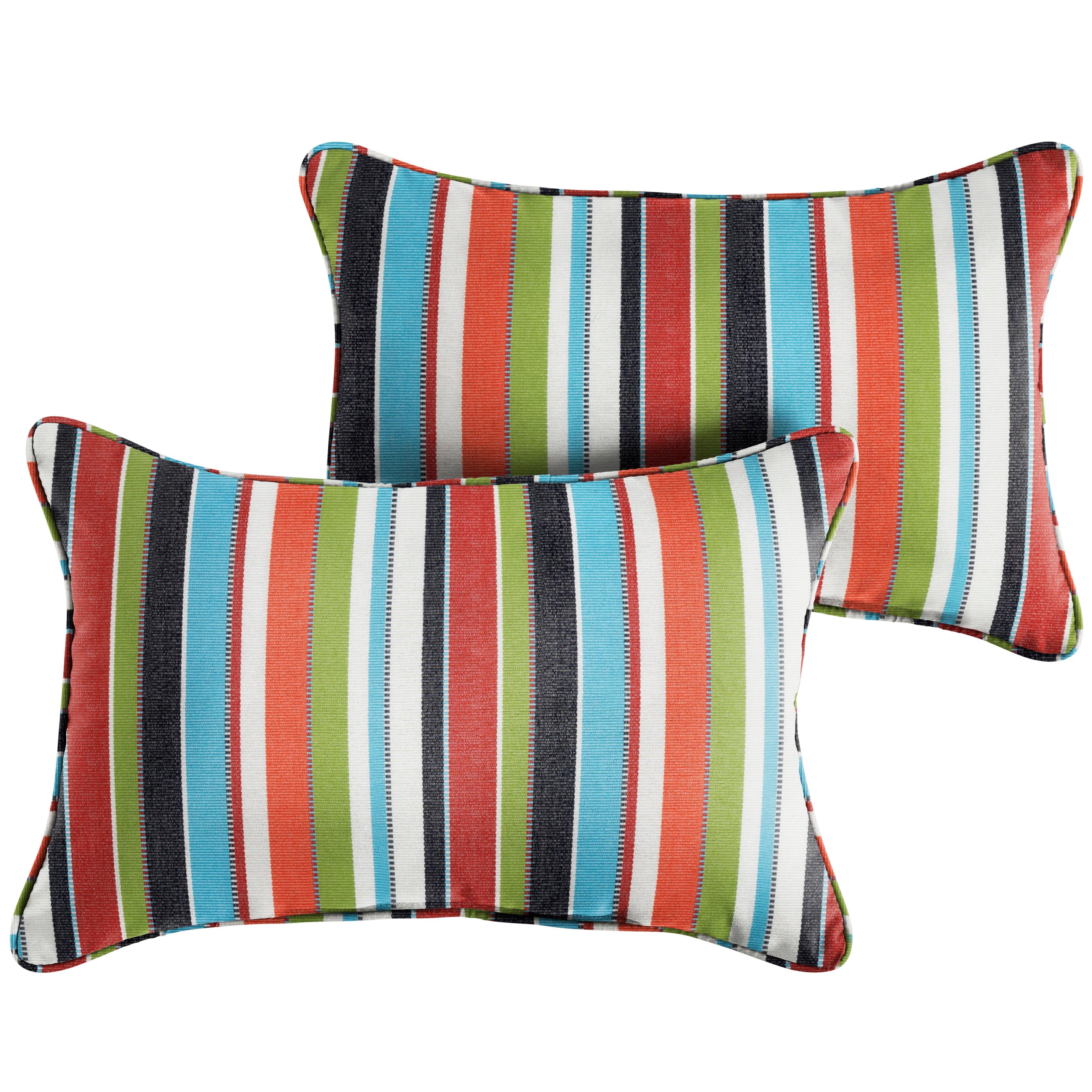 Sunbrella Carousel Lumbar Corded Pillow (Set of 2) - Sorra Home