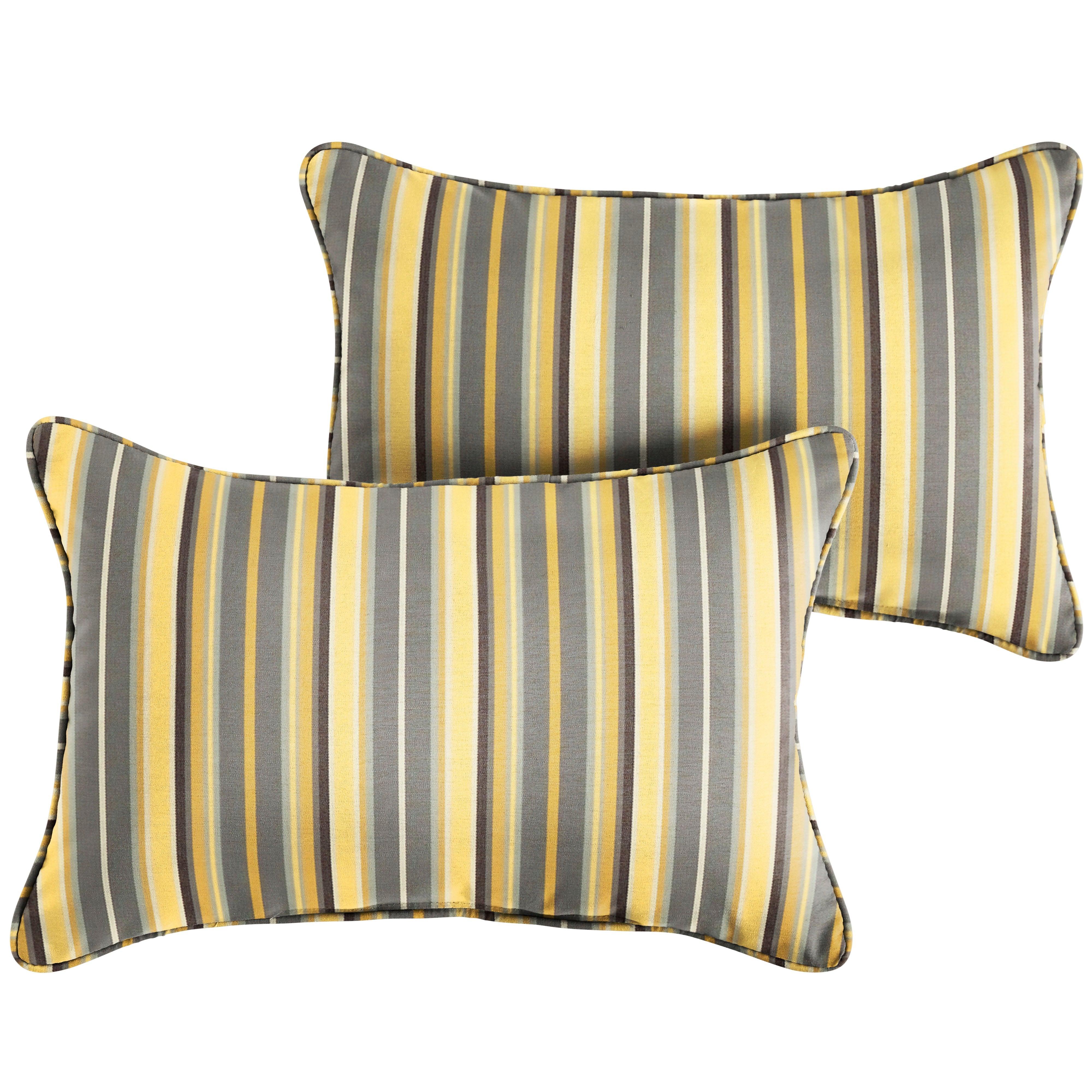 Sunbrella Foster Metallic Lumbar Corded Pillow (Set of 2) - Sorra Home