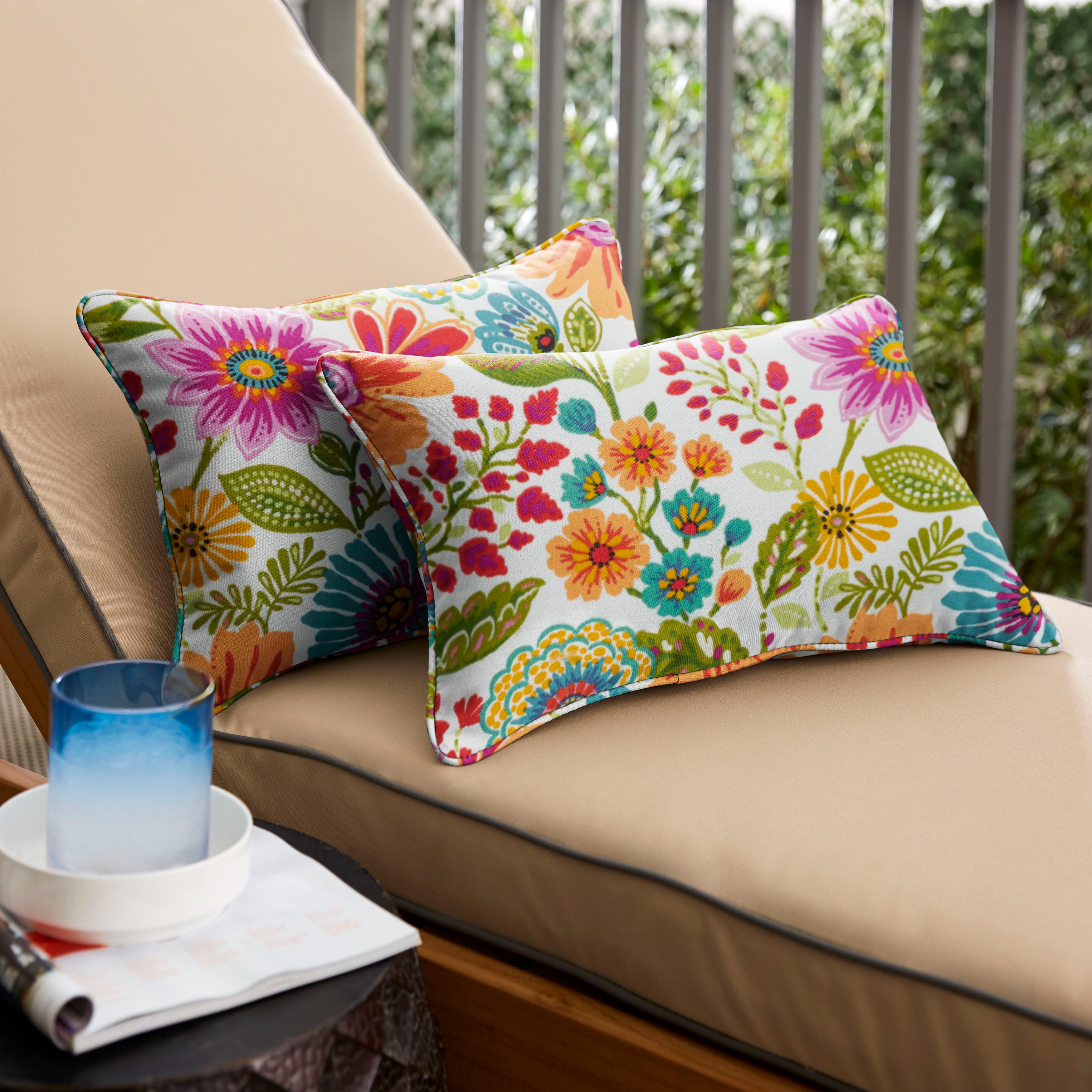 Gregoire Prima Floral Outdoor Lumbar Pillow Set of 2