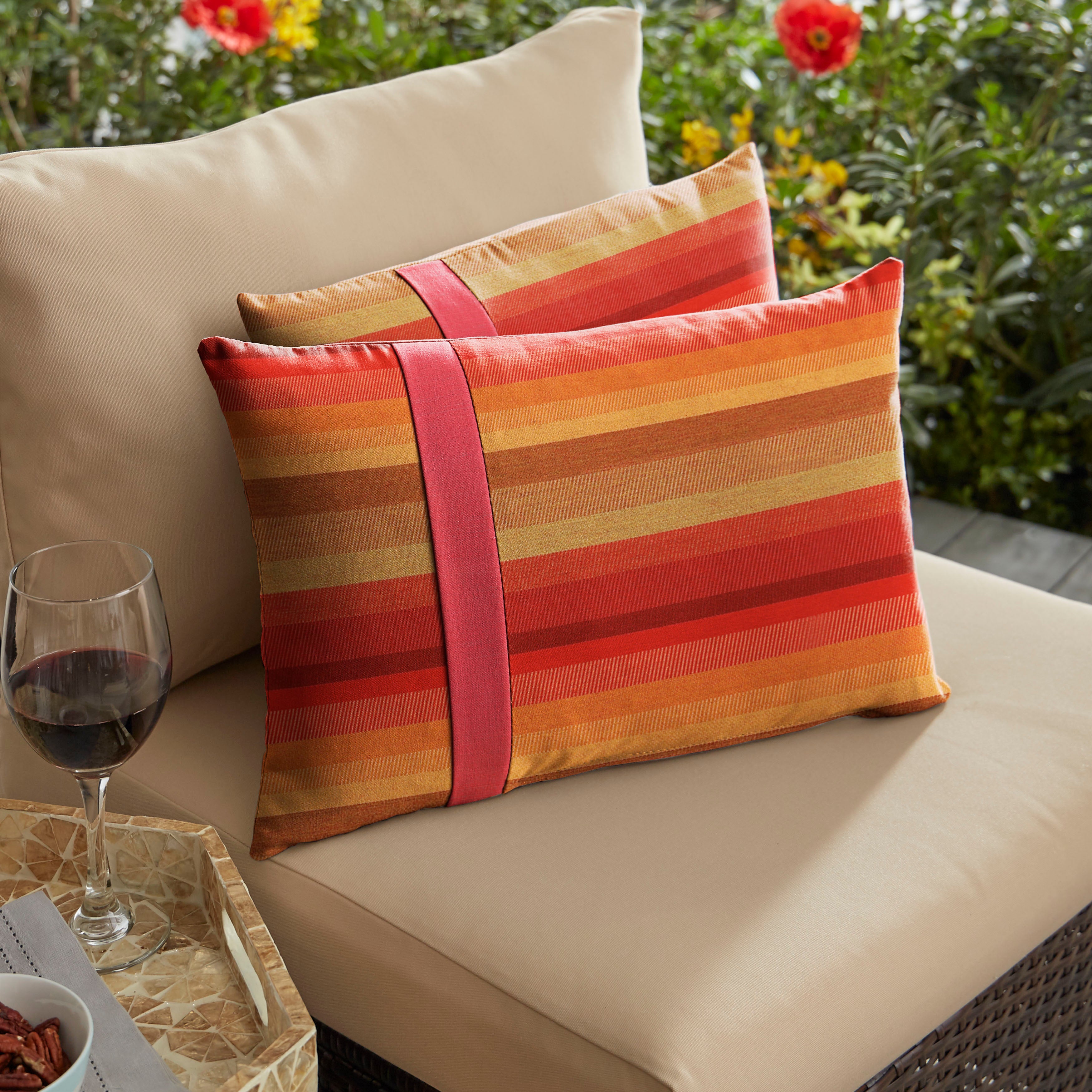 Sunbrella Astoria with Contrast Cording Pillow with Large Flange (Set of 2)