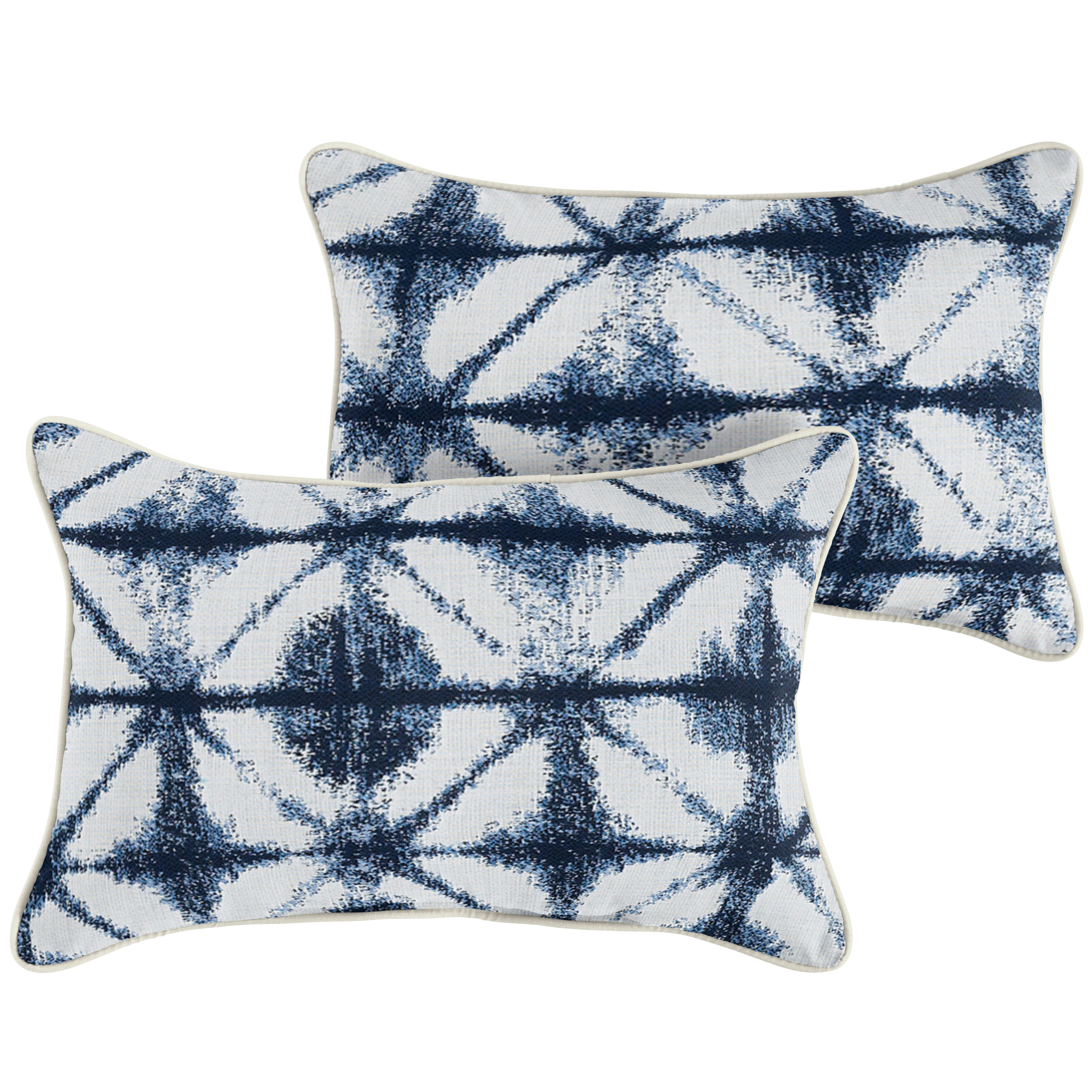 Canvas Sunbrella Ikat Outdoor Lumbar Pillow Set of 2, Natural