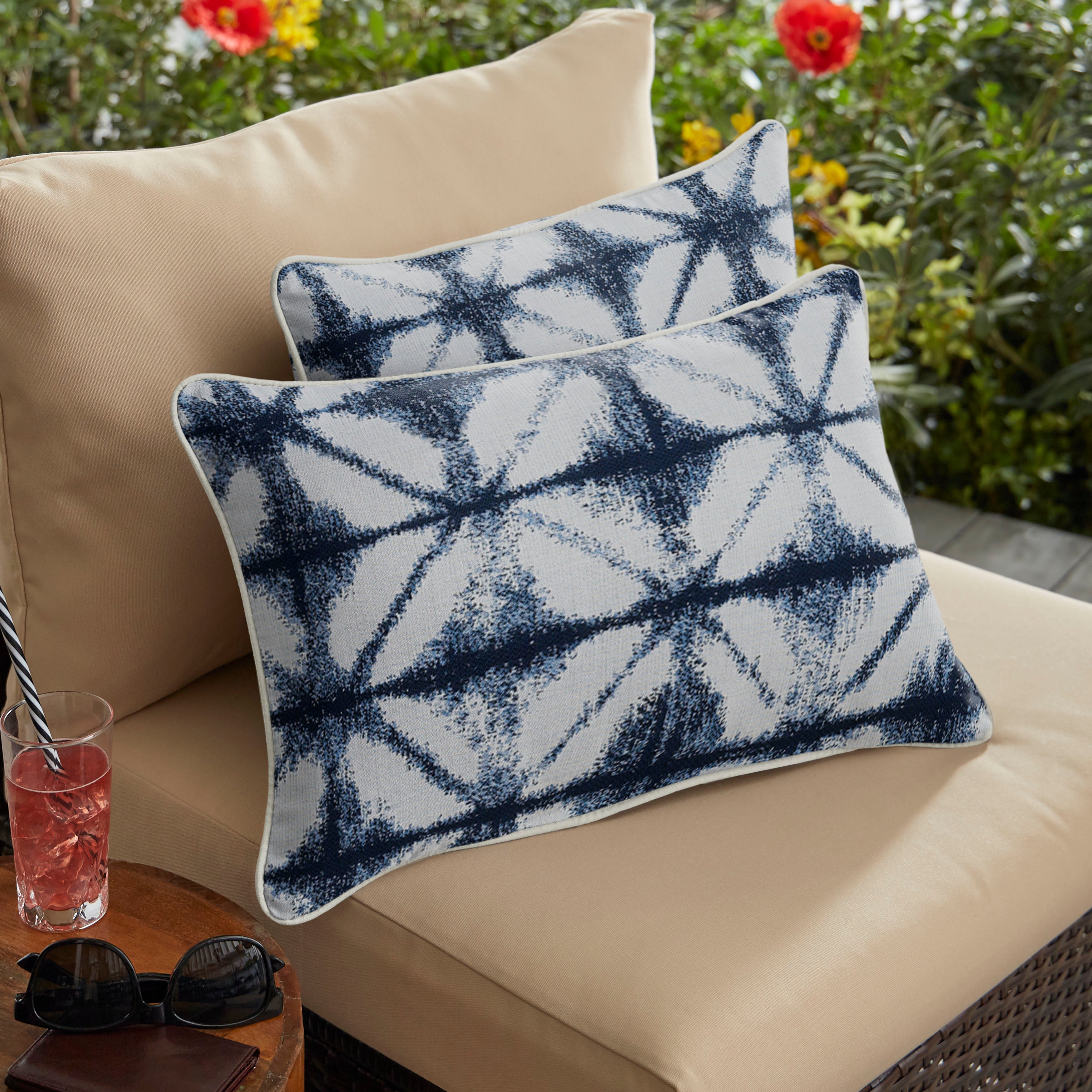 Canvas Sunbrella Ikat Outdoor Lumbar Pillow Set of 2