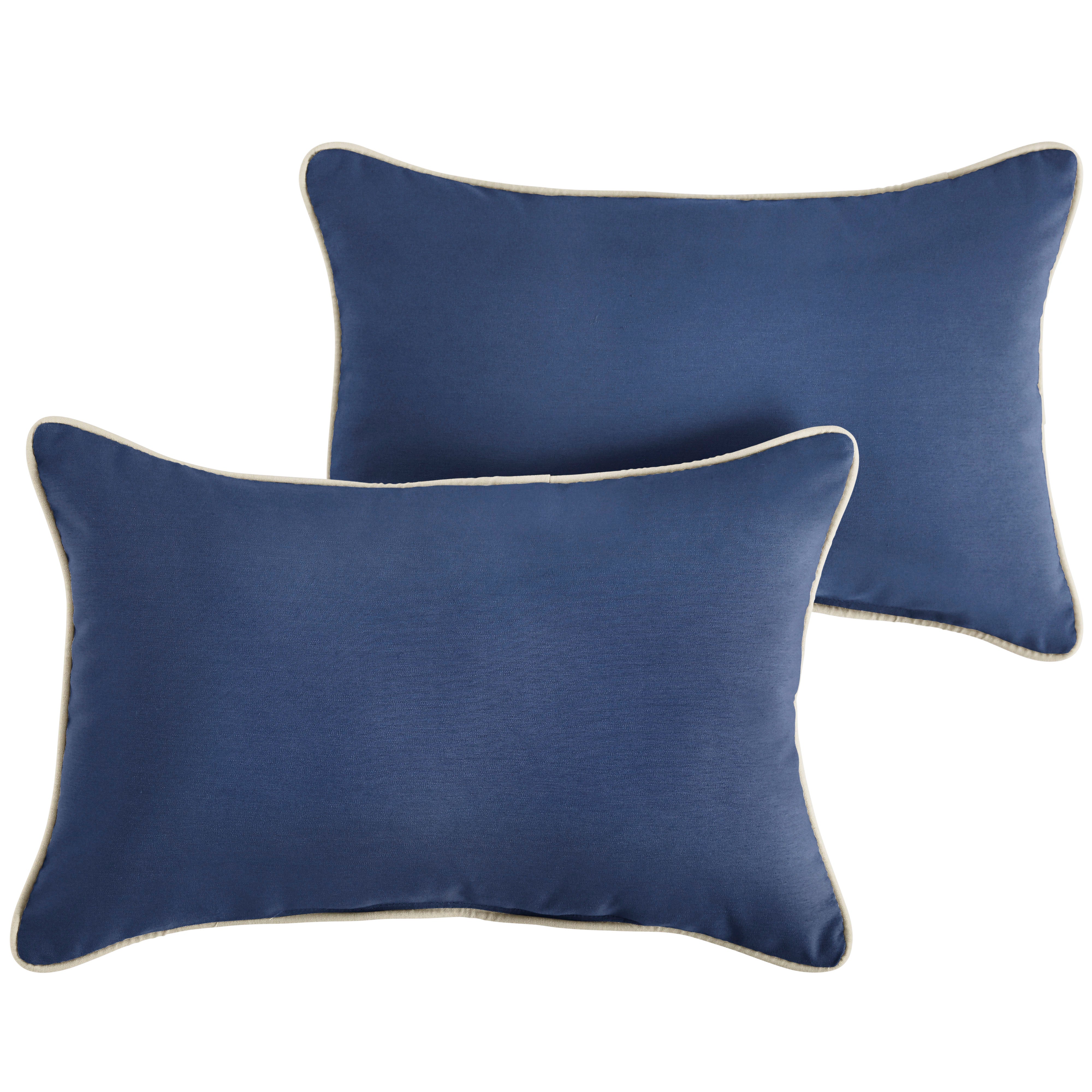 Corded Lumbar Outdoor Pillow Set of 2 - Marine